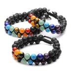 Top Plaza 7 Chakra Bracelet Natural Lava Rock Stones Beads Bracelets Aromatherapy Essential Oil Diffuser Bracelet Stress Relief