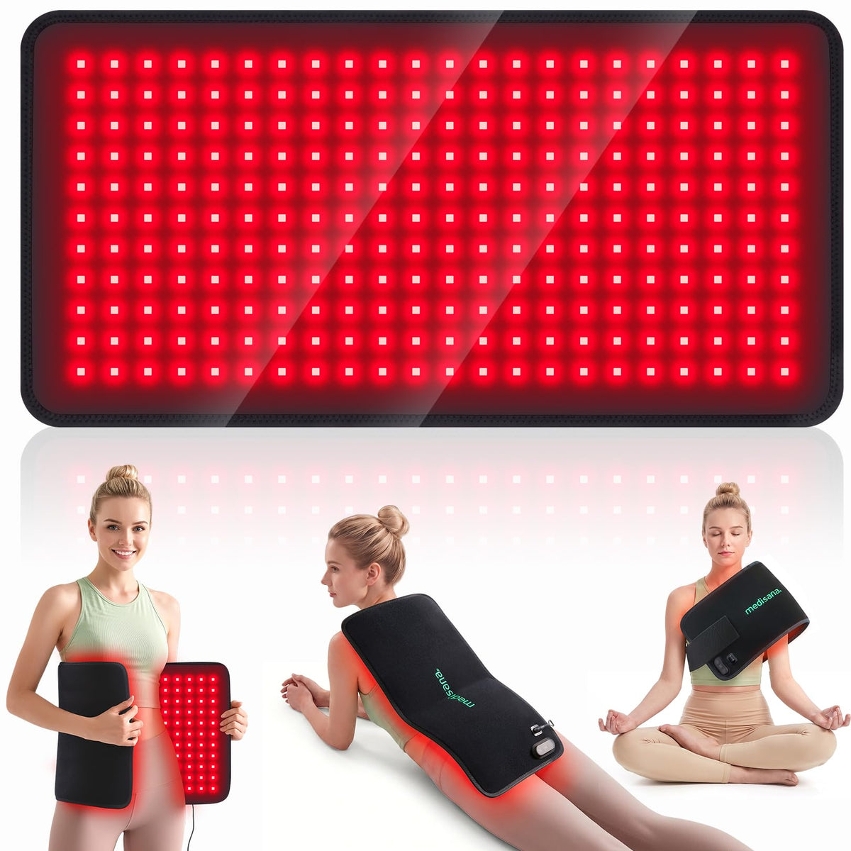 Medisana Red Light Therapy for Body, Red Light Pad with Heating