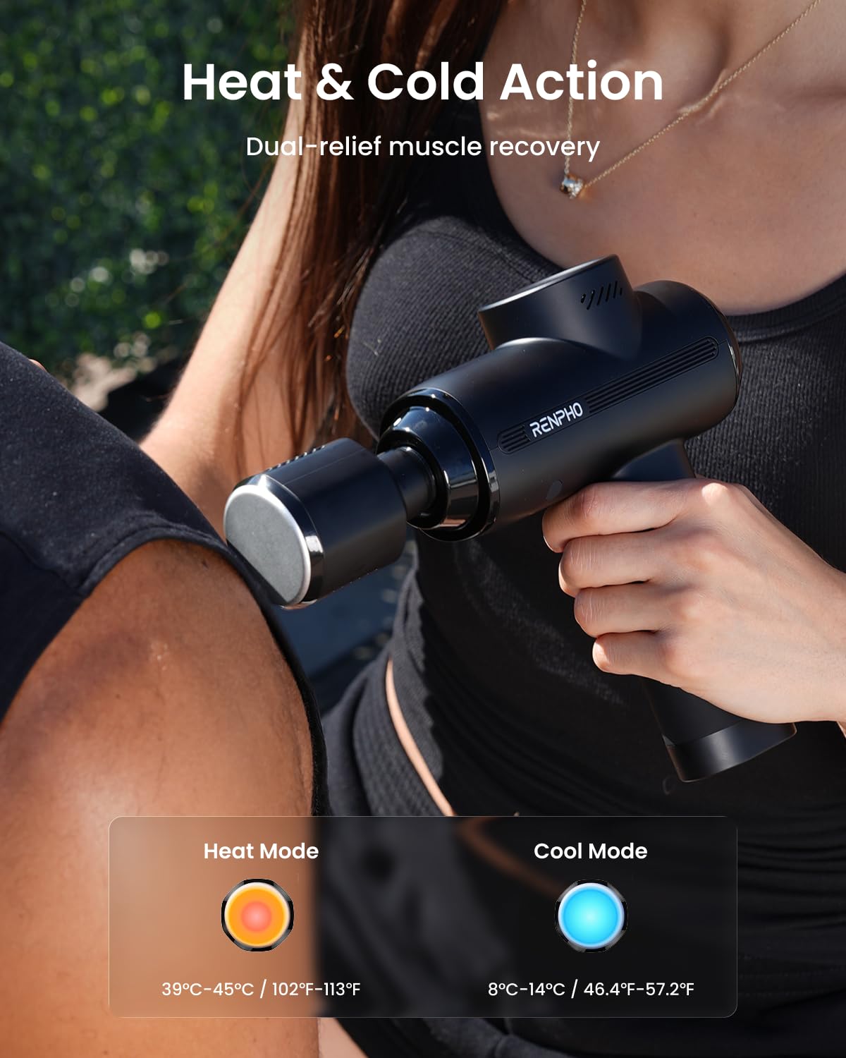 RENPHO Active Thermacool 2 Massage Gun with Heat and Cold Therapy, [2025 Upgraded] Professional Deep Tissue Handheld Massager wi