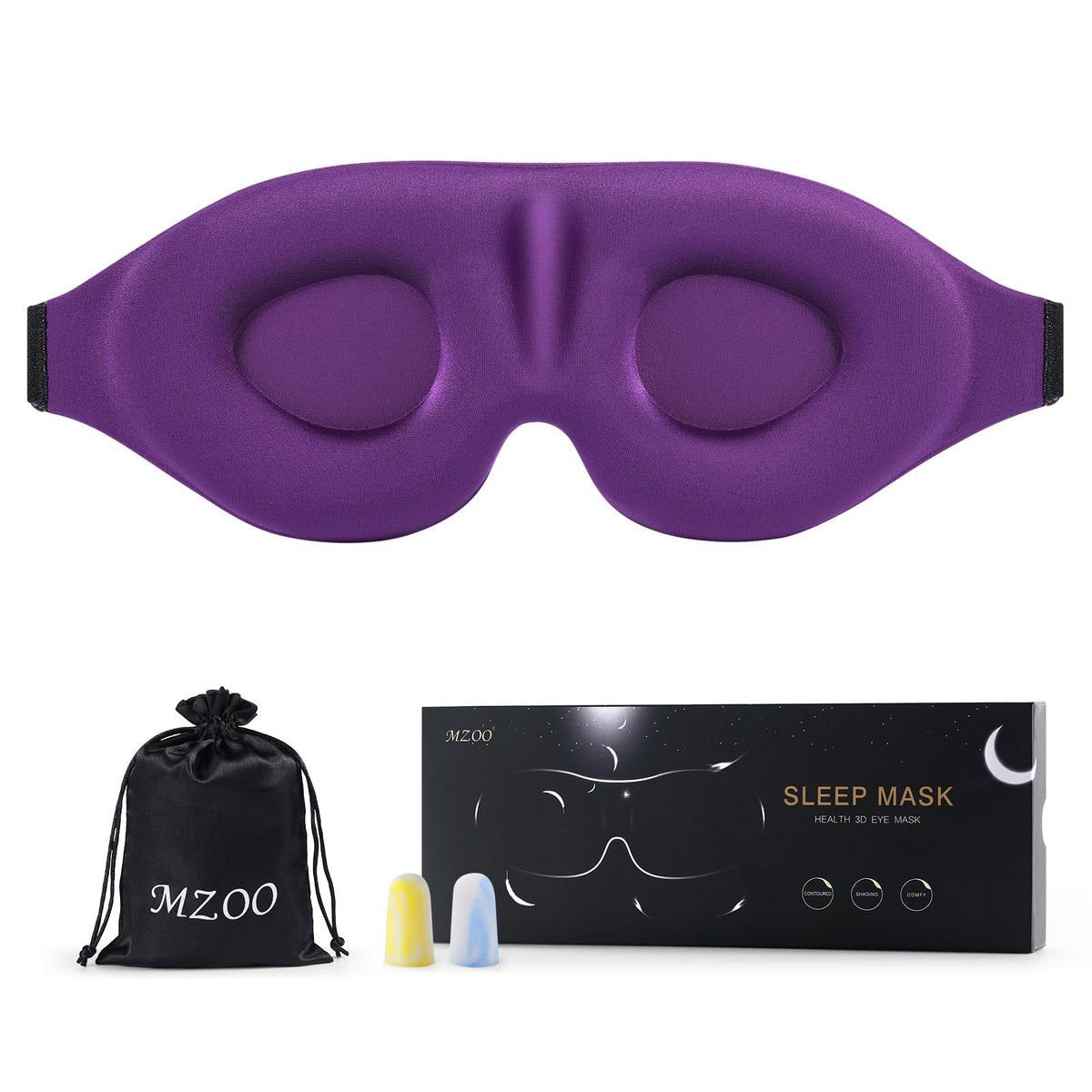 MZOO Sleep Eye Mask for Side Sleeper Men Women, Zero Eye Pressure 3D Sleeping Mask, Light Blocking Patented Design Night Blindfo