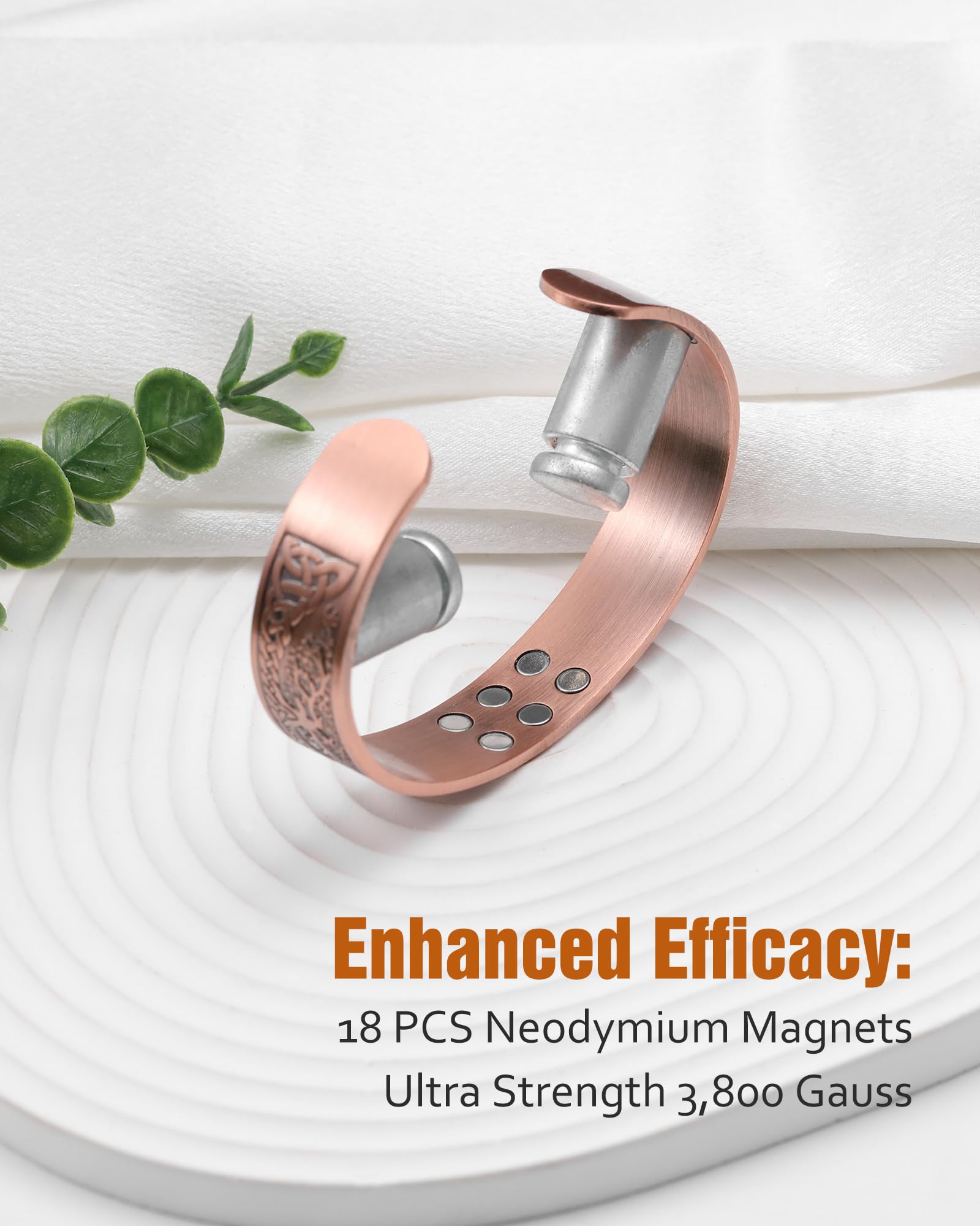 Jecanori Copper Bracelet for Men, 18X Strength Mens Magnetic Copper Bracelets, 99.99% Pure Solid Copper Bracelet