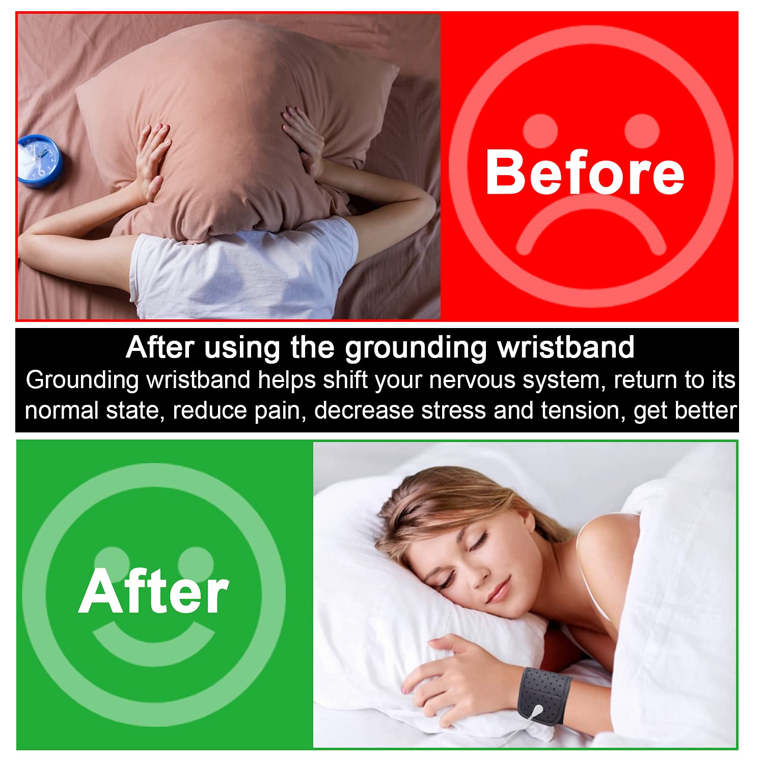 Grounding Strap, Grounding Wristband Protection for Men and Women, Grounding therapy wrist support brace, Grounding Conductive C