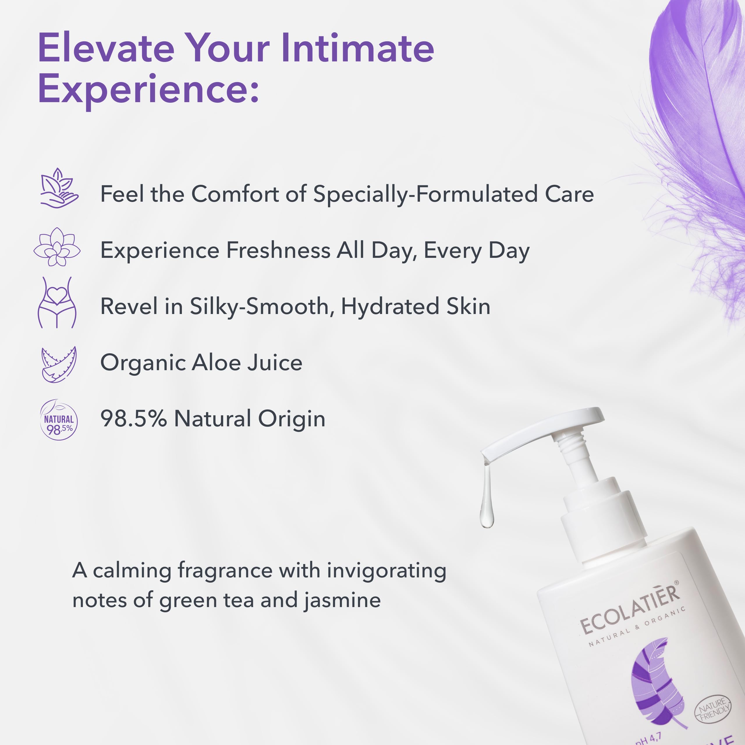 Feminine Wash Sensitive with Almond Oil & Olive Extract - 98.5% Natural, Vegan, pH 5.2 Balanced vaginal wash for woman Dry & Sen