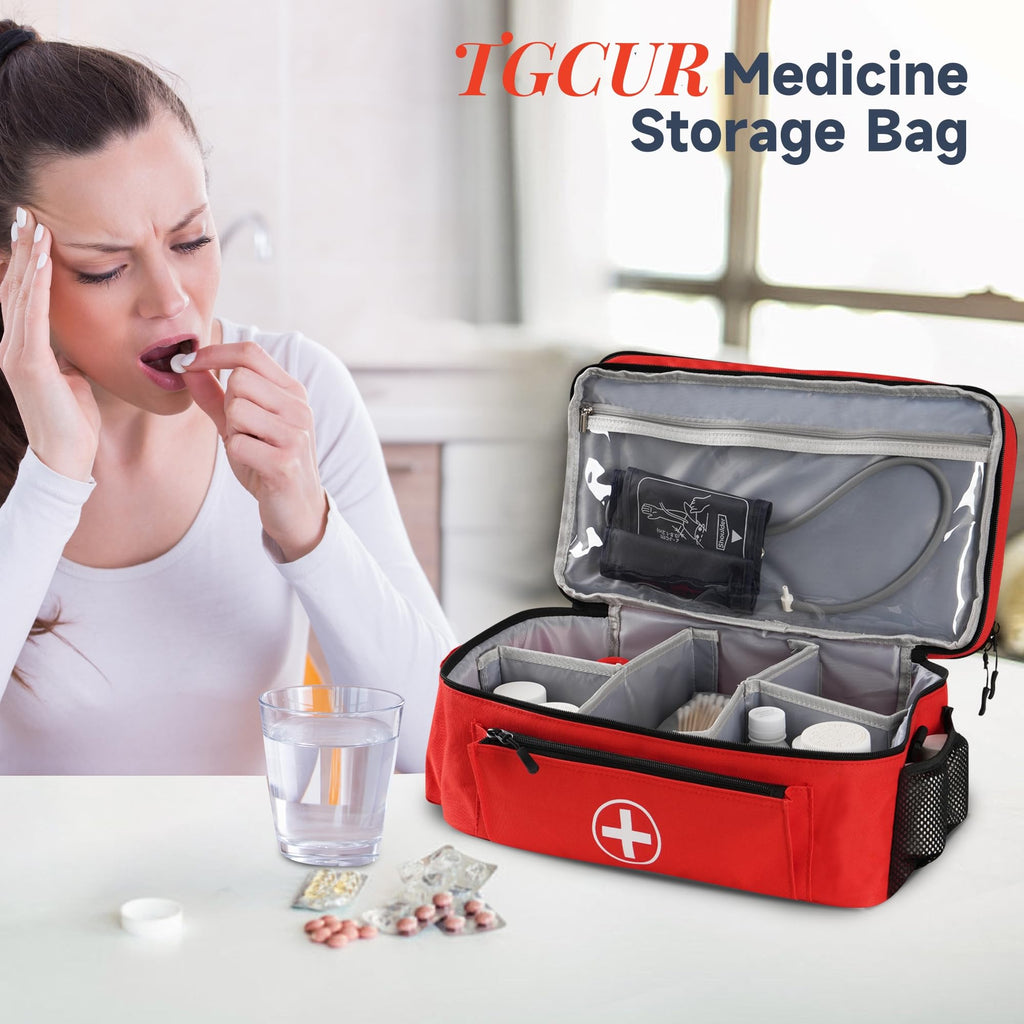 Medicine Organizer and Storage Bag Empty, Family First Aid Box, Pill Bottle Organizer Bag for Emergency Medication, Supplements