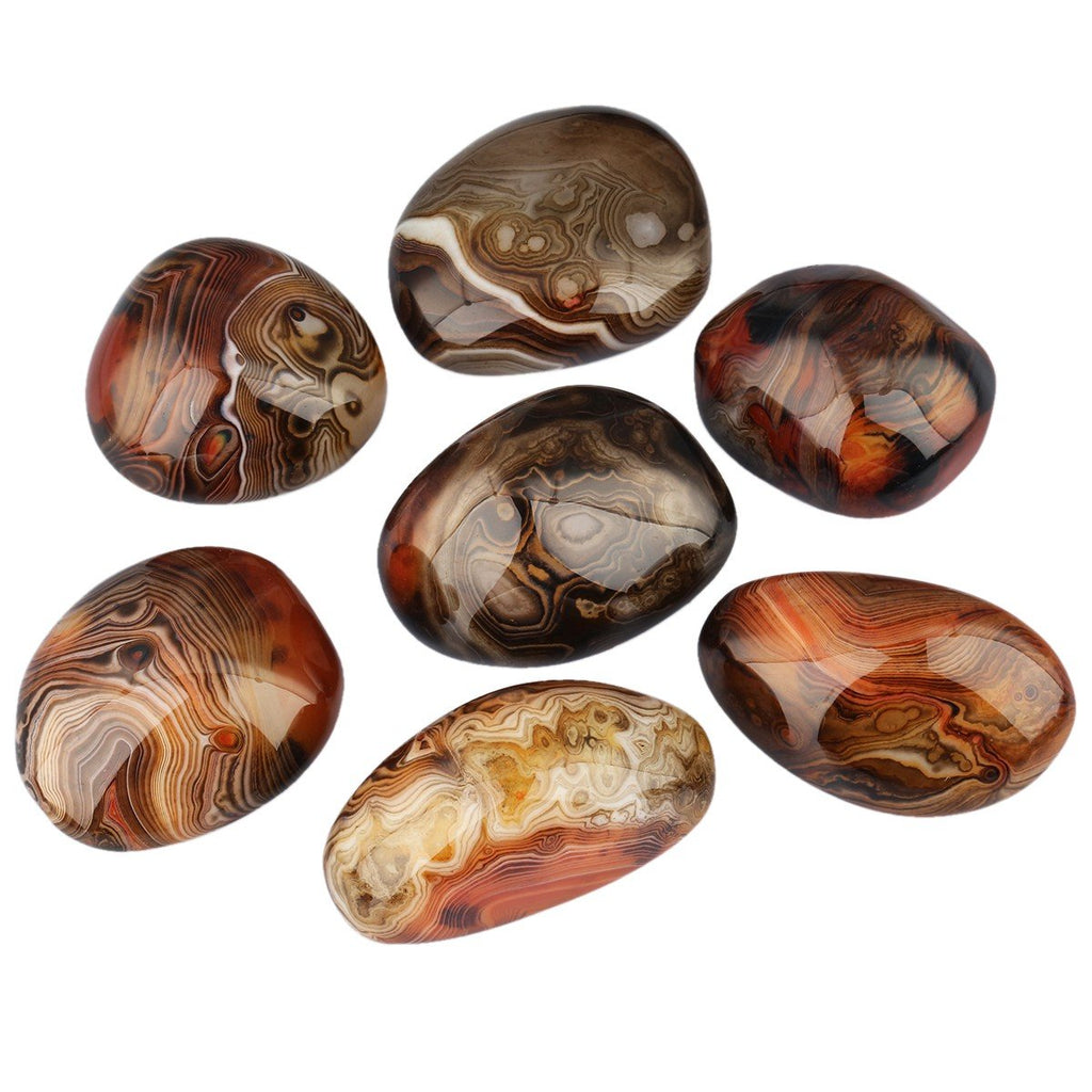 SUNYIK Natural Banded Agate Palm Stones Worry Pocket Stone, Polished Irregular Shaped Sphere Decortarion 1.5-2