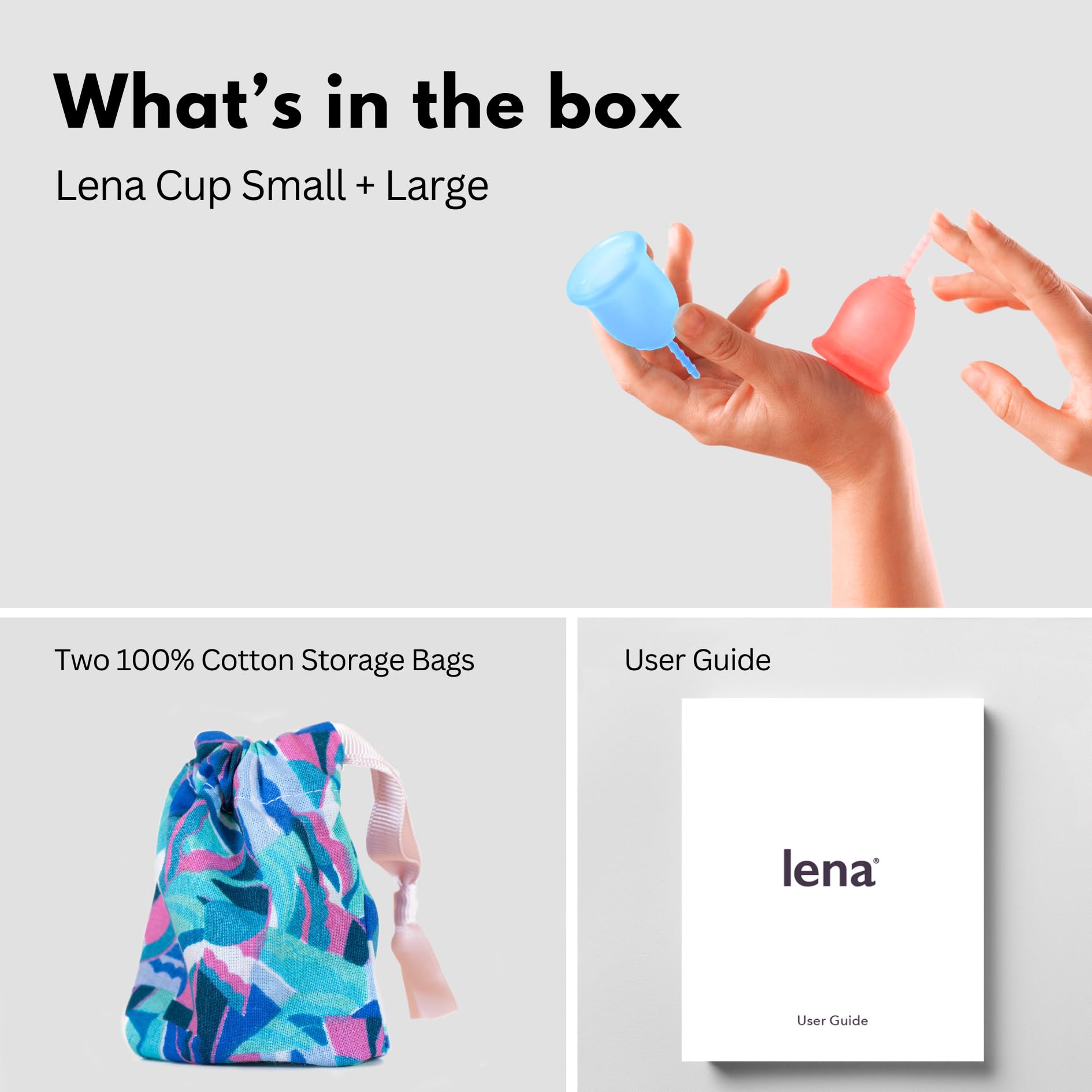 Lena Menstrual Cups, Reusable Period Cup, Tampons,Period Underwear and Menstrual Pads Alternative, Feminine Care, FSA Eligible,