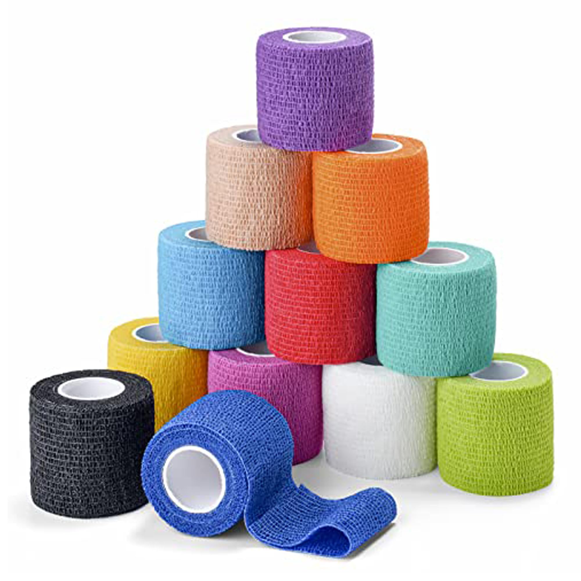12Pack 2    x 5 Yards Self Adhesive Bandage Wrap, Elastic Self Breathable Self Adherent Wrap for Pets, Athletic Cohesive Bandage