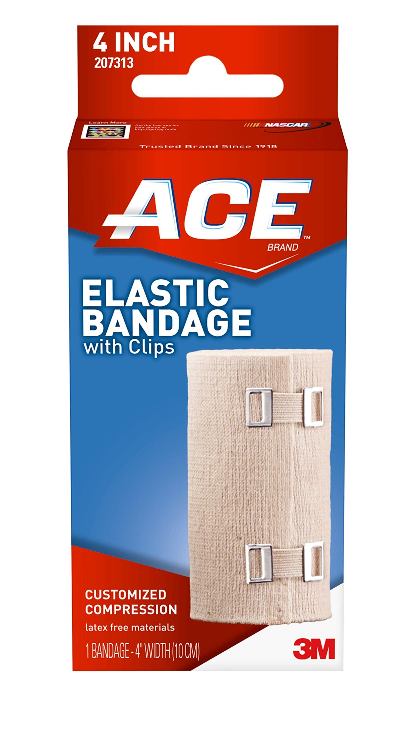 AcE 4 Inch Elastic Bandage with clips, Beige, great for Leg, Shoulder and More, 1 count