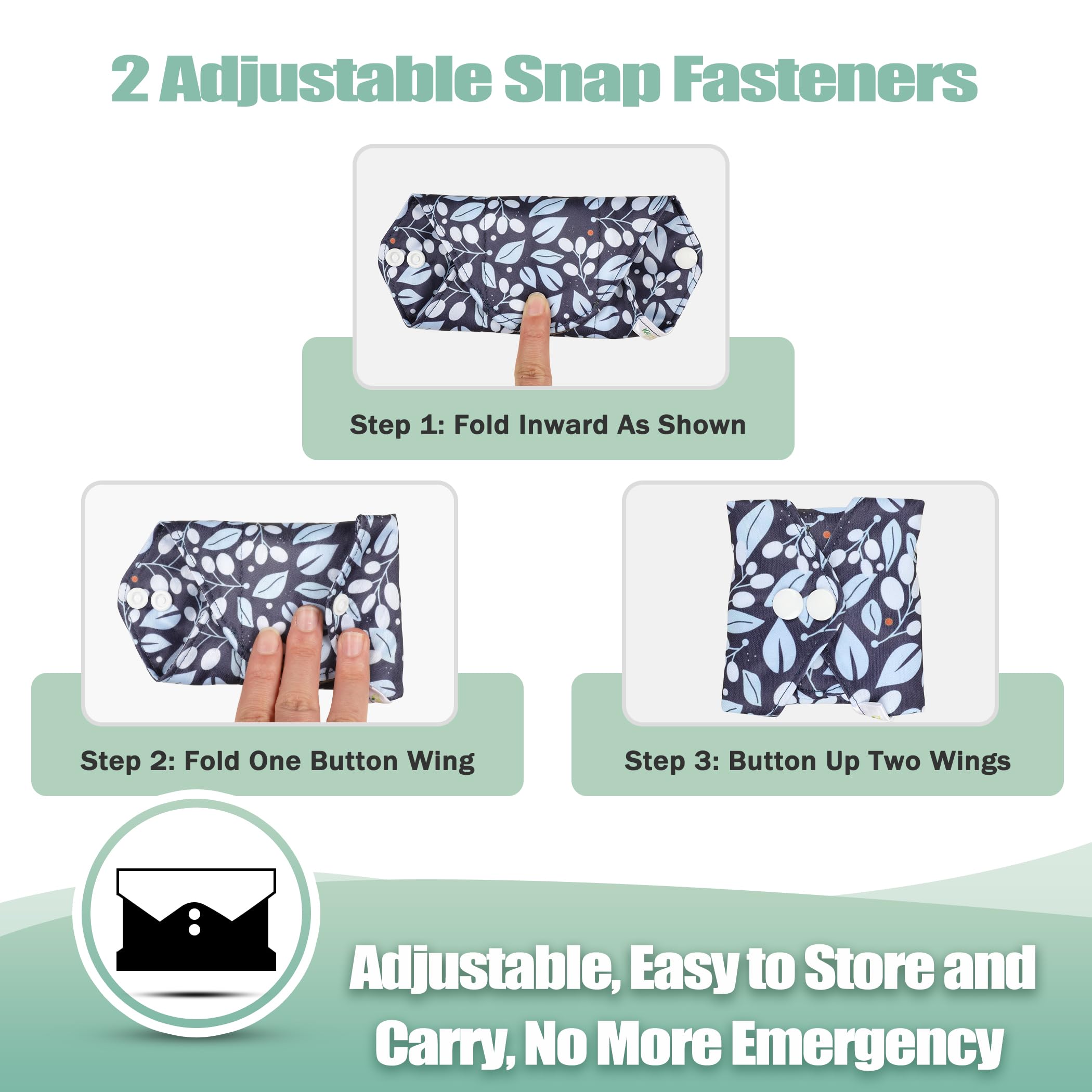 wegreeco Reusable Sanitary Pads - Cloth Sanitary Pads | Light Incontinence Pads | Reusable Menstrual Pads - 1 Cloth Mini Wet Bag