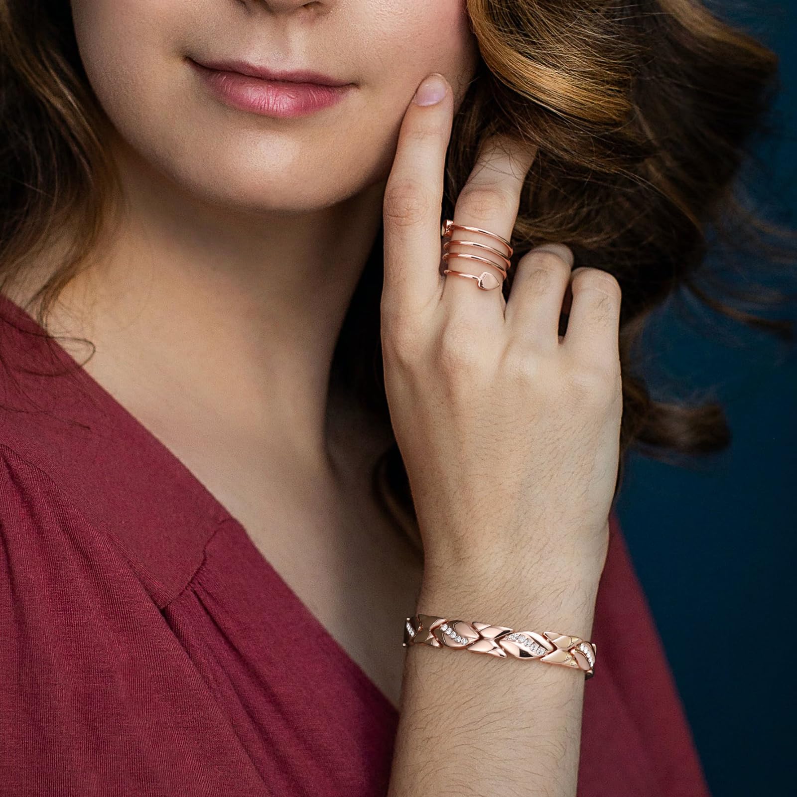 Jecanori Copper Magnetic Bracelets for Women,Adjustable 99.9% Solid Copper Bracelets,Valentine's Day Gifts Magnetic Jewelry with