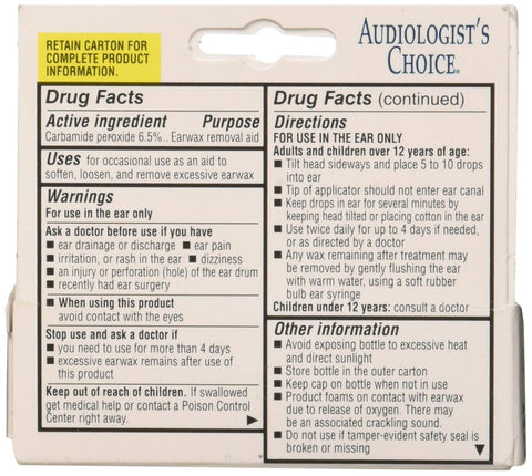 Audiologist's Choice Earwax Removal Drops 1/2oz. Bottle
