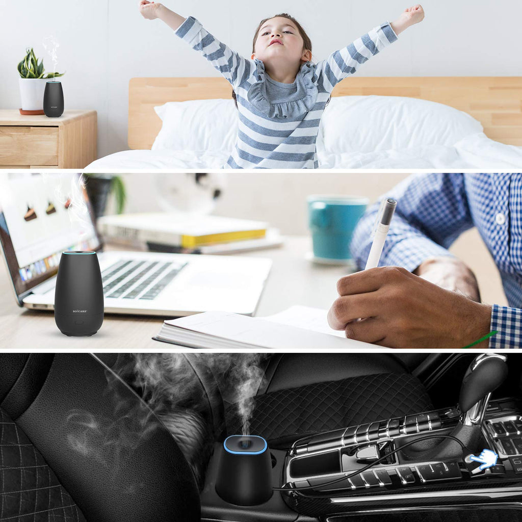 SOICARE Car Diffuser for Essential Oils, Small Portable Car Essential Oil Diffuser with Built-in USB Cable, Mini Aromatherapy Ai