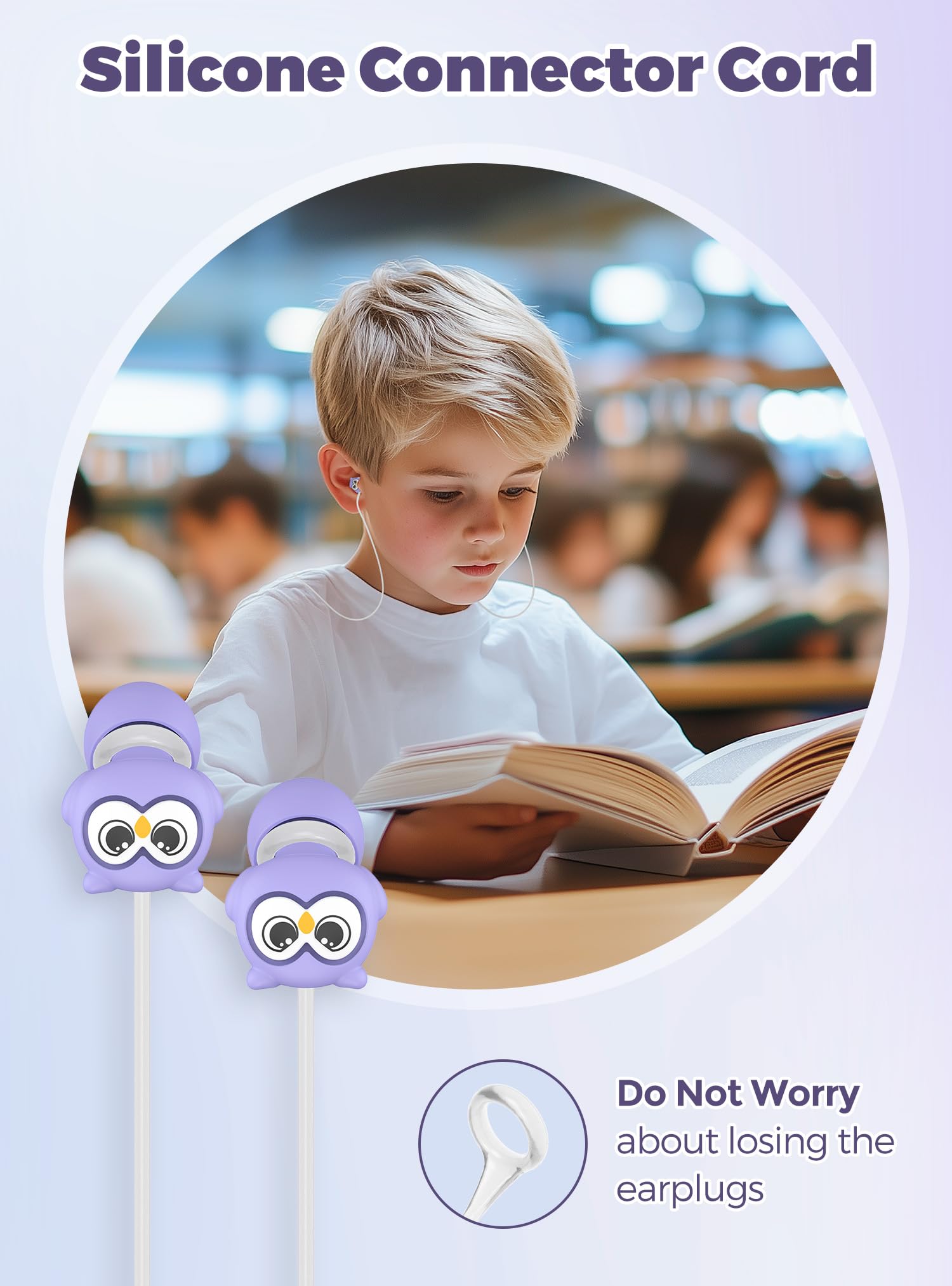 Kids Ear Plugs for Ear Protection Kids 5+, Adults & Small Ears, 4 Sizes Silicone Tips with Safety Cord, 26dB Noise Reduction Ear