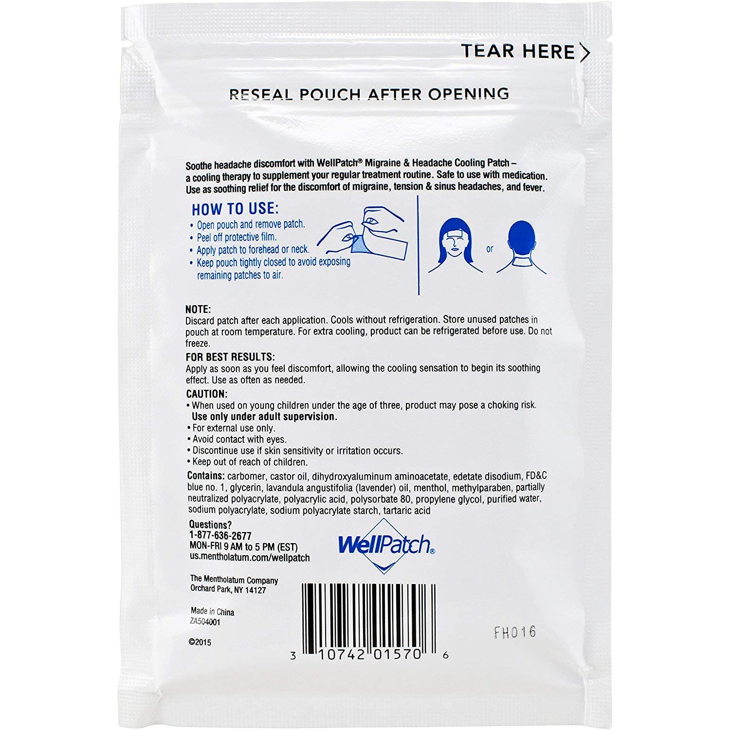 WellPatch Migraine Cooling Headache Pads-4ct