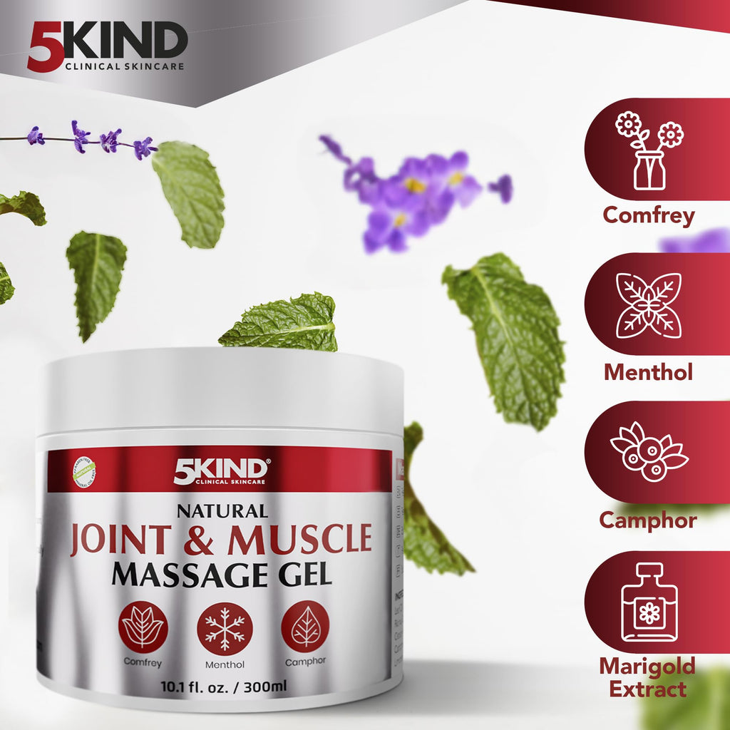 Natural Joint & Muscle Therapy Gel 10.1 Fl Oz- Calendula Cream with Camphor, Comfrey & Menthol - High Strength Revitalising Musc
