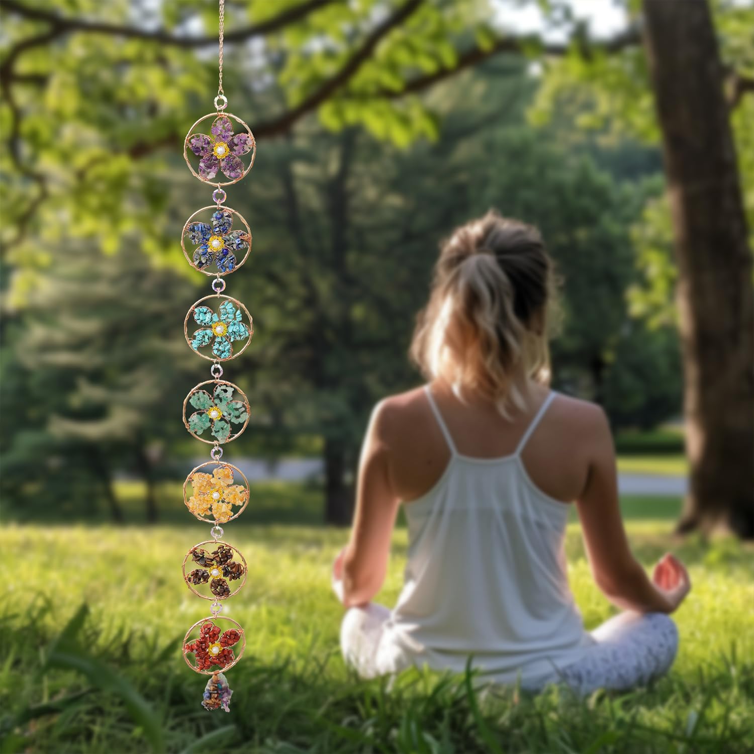 7 Chakra Healing Crystals Hanging Ornament