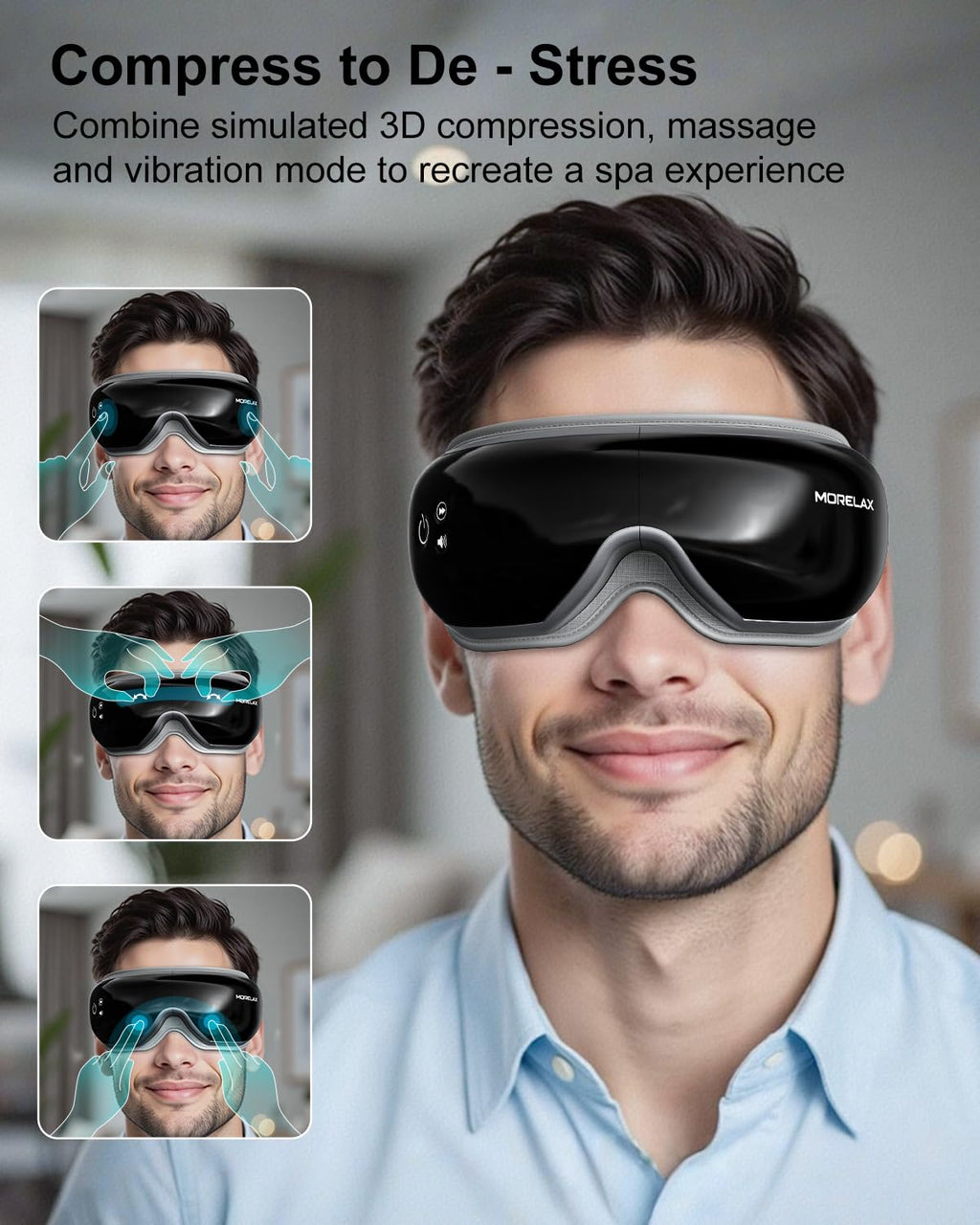 Morelax Eye Massager with Heat & Bluetooth Music, Birthday Gifts for Women, Reduce Eye Strain, Headache Relief and Improve Sleep