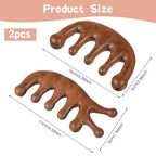 Gjinxi Scalp Massage Comb 2PCs, Wooden Wide Tooth Loc Comb, Natural Sandalwood Head Massager Tool, Hair Growth Scalp Massage Com