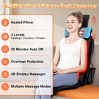 comrelax Shiatsu Back Massager with Heat, Massage Chair Pad for Full Back, Seat Massager for Office/Home,Gift for Father/Mother