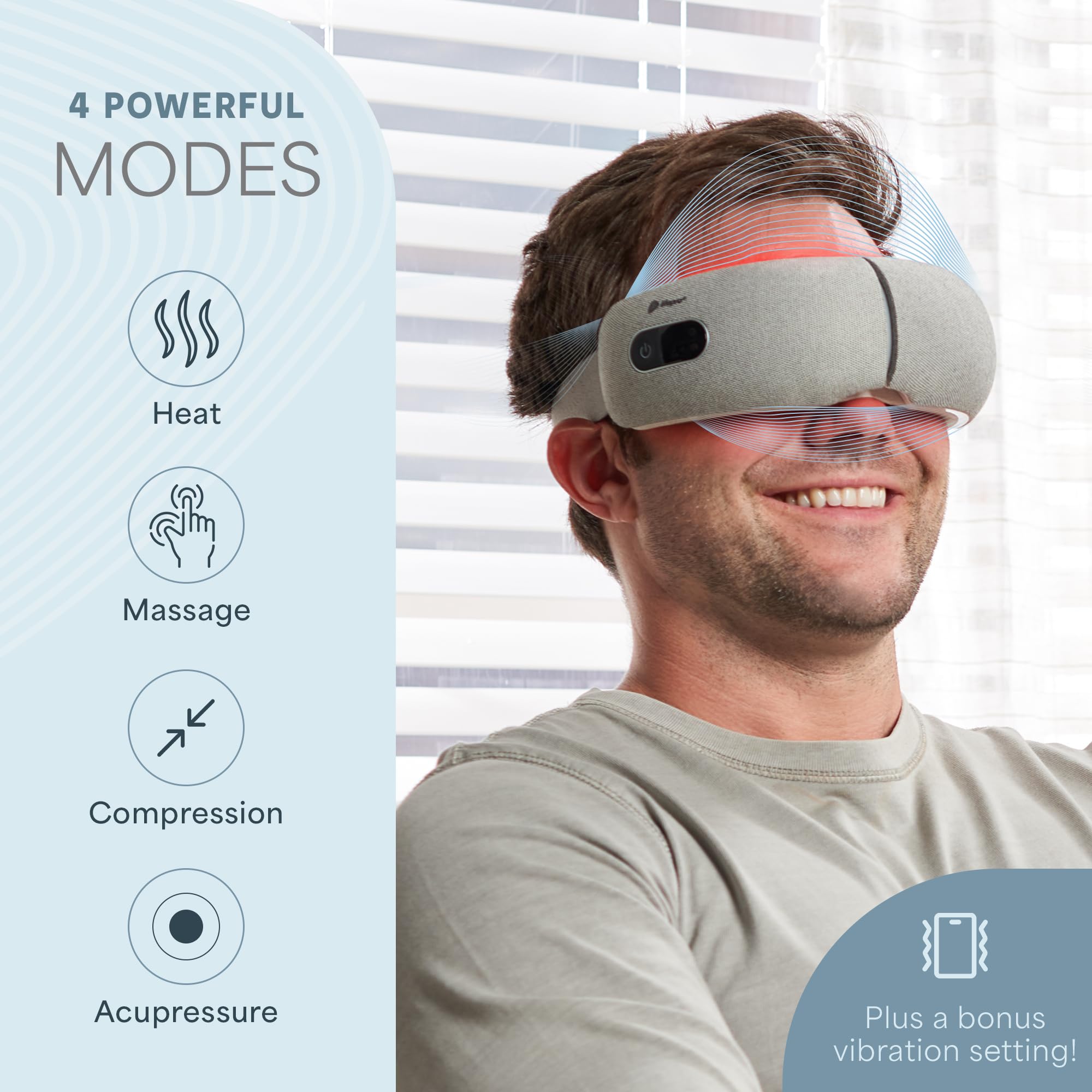 Lifepro Portable Eye Massager with Heat & Vibration - FSA/HSA Eligible Rechargeable Heated Migraine Mask with Bluetooth Music -