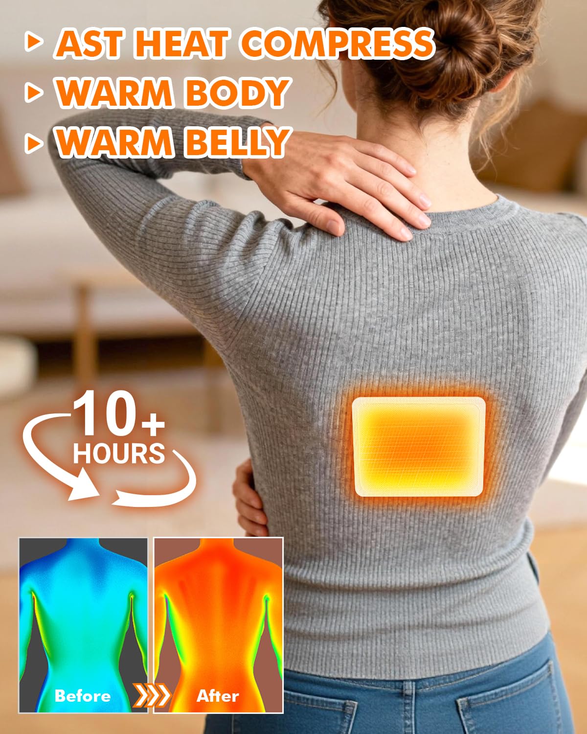 MQXUNMI Body Warmers for Cold Weather, 10 Packs Disposable Hand Warmers, Air Activated Adhesive Heat Patches for Hands Back Shou
