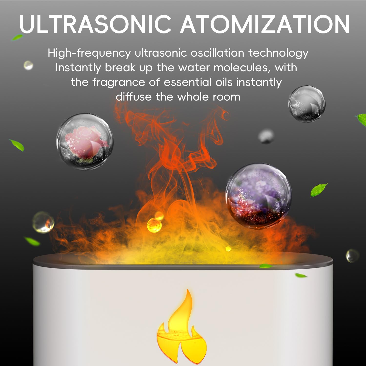 YALEDI Essential Oil Diffuser, Fireplace Fire Flame Aromatherapy Diffuser, 250ml Himalayan Salt Lamp Scent Diffuser, Cool Mist H