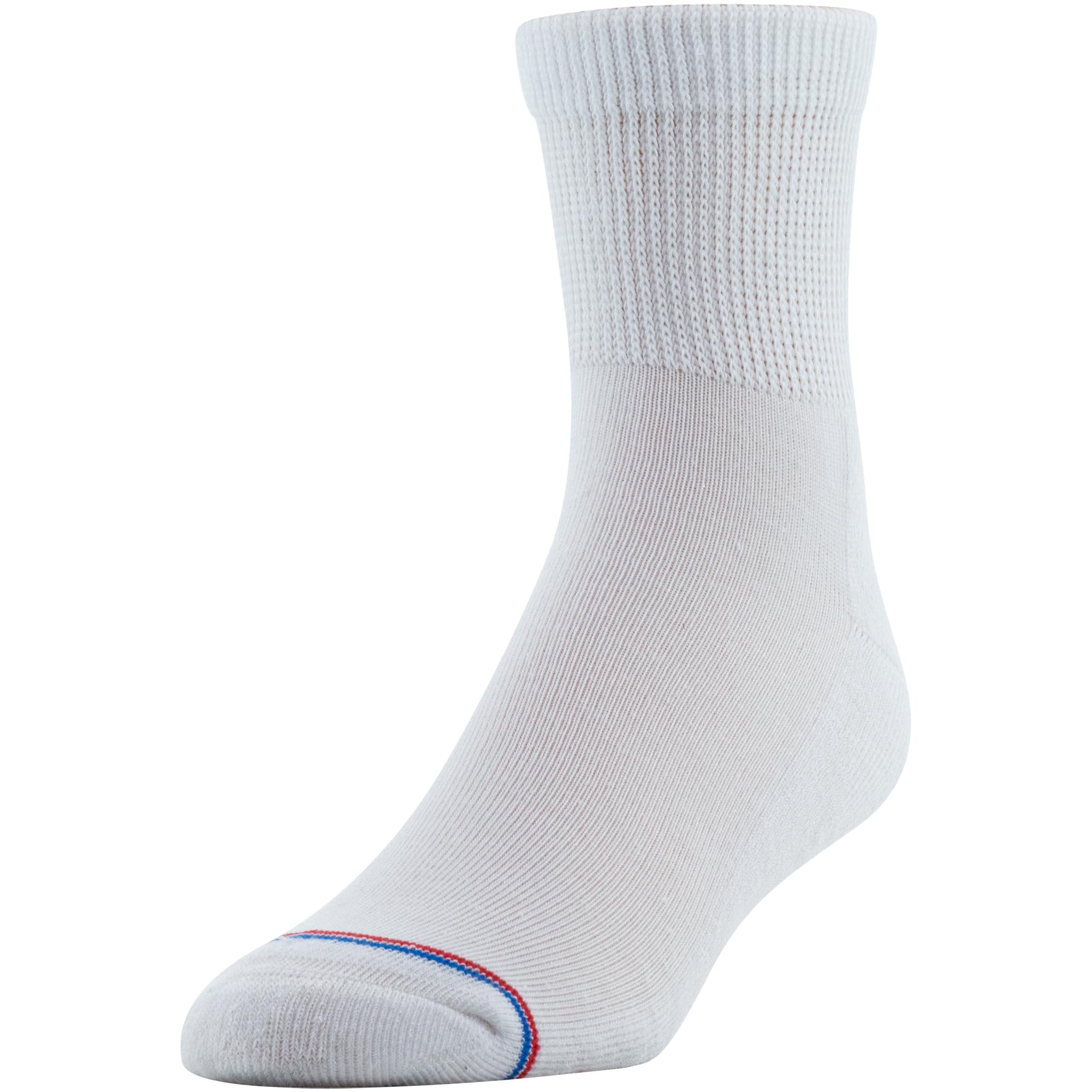 MediPEDS Quarter Socks with Non-Binding Top and Cushion, Multipairs, White (8-Pairs), Shoe Size: Men's 6-9 Women's 6-10