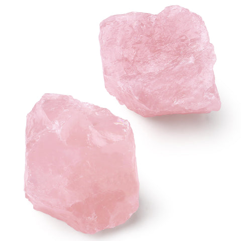 QINJIEJIE 2PCS Rose Quartz Raw Crystals 1.8-2.2'' Raw Crystals Healing Stones Bulk Large Crystal Rocks Stones for Tumbling Cabbi