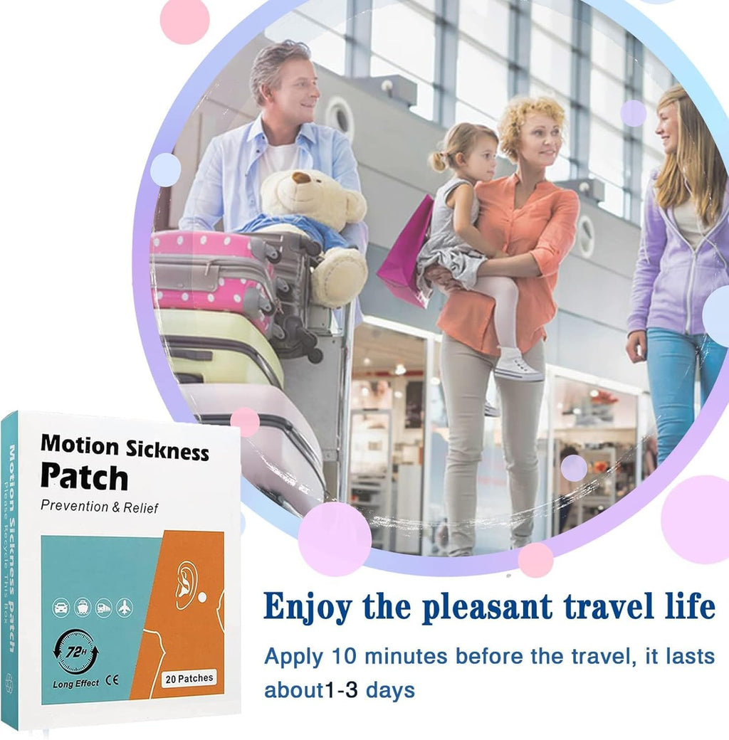 40 Counts Motion Sickness Patches for Car and Boat Rides, Cruise and Airplane Trips - Relieve Dizziness&Vomiting from Seasicknes