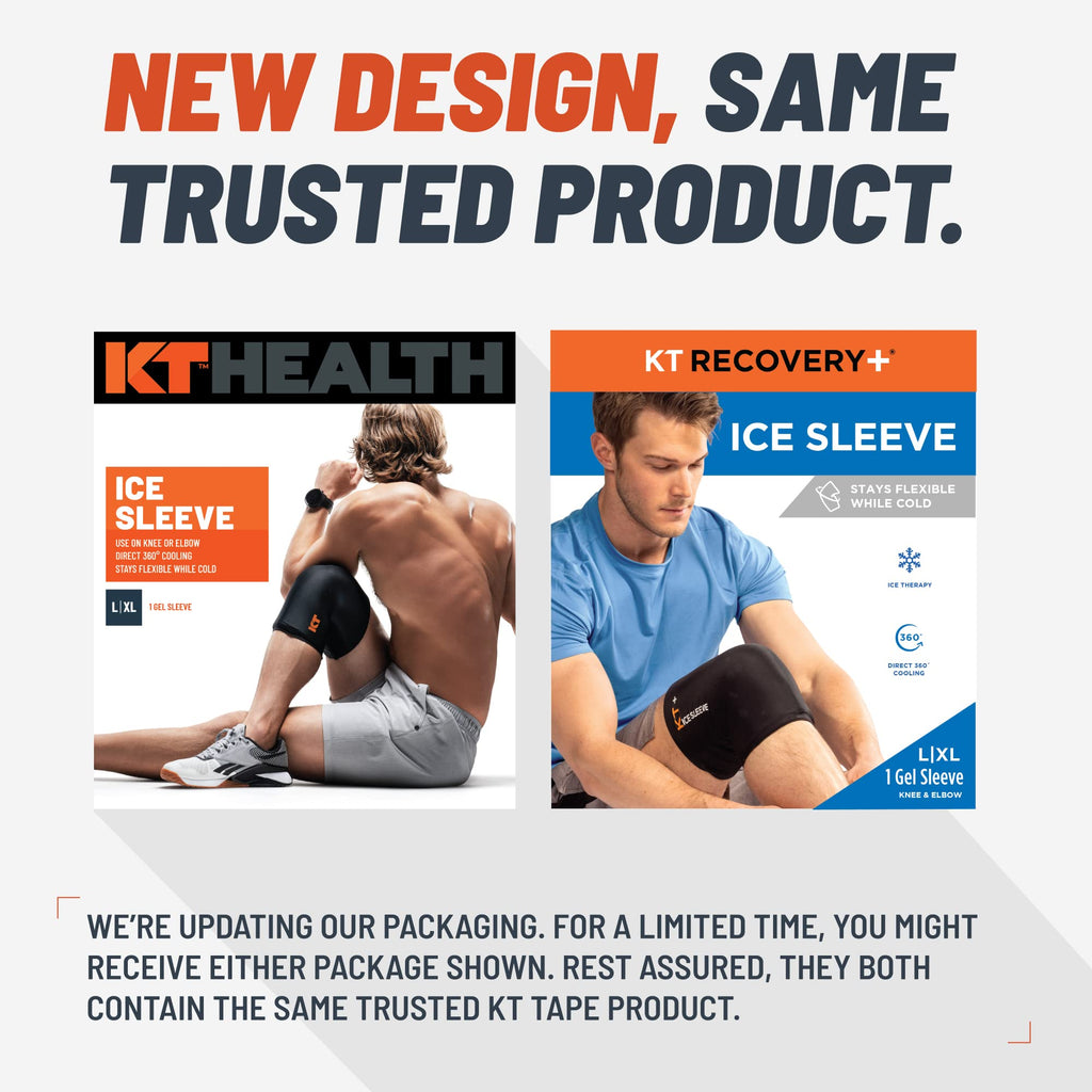 KT Recovery+ Ice Sleeve, Cold Therapy and Flexible Compression Sleeve for Sore Muscles and Joints, Small/Medium