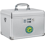 ZORVIDSON Medicine Lock Box, First Aid Kit Medication Storage Box with Lock, Layered Aluminum Frame Daily Medicine Cabinet Famil