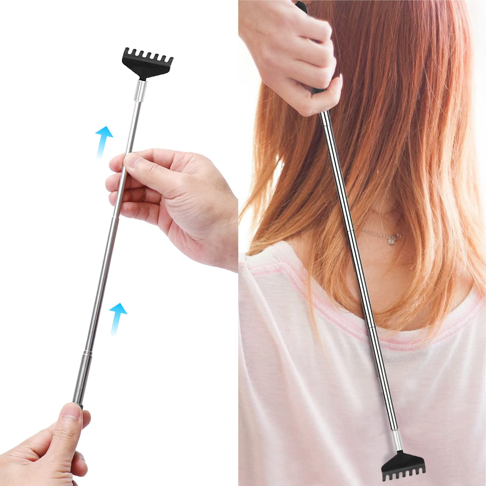 Back Scratcher with Gift Bag - Portable Metal Stainless Steel Telescoping Massage Tool - Gift/Stocking Stuffers for Men Women