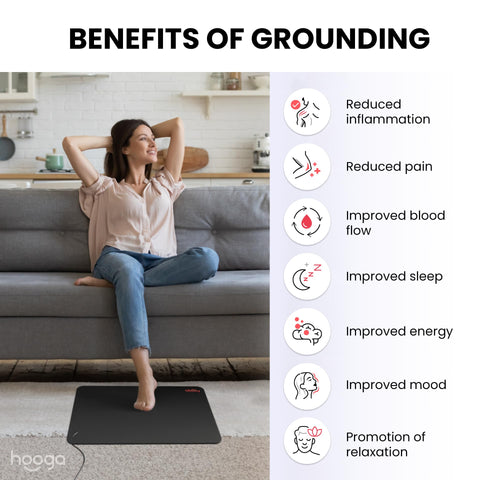 Hooga Grounding Mat for Sleep, Energy, Pain Relief, Inflammation, Balance, Wellness. Earth Connected Therapy. Indoor Grounding a
