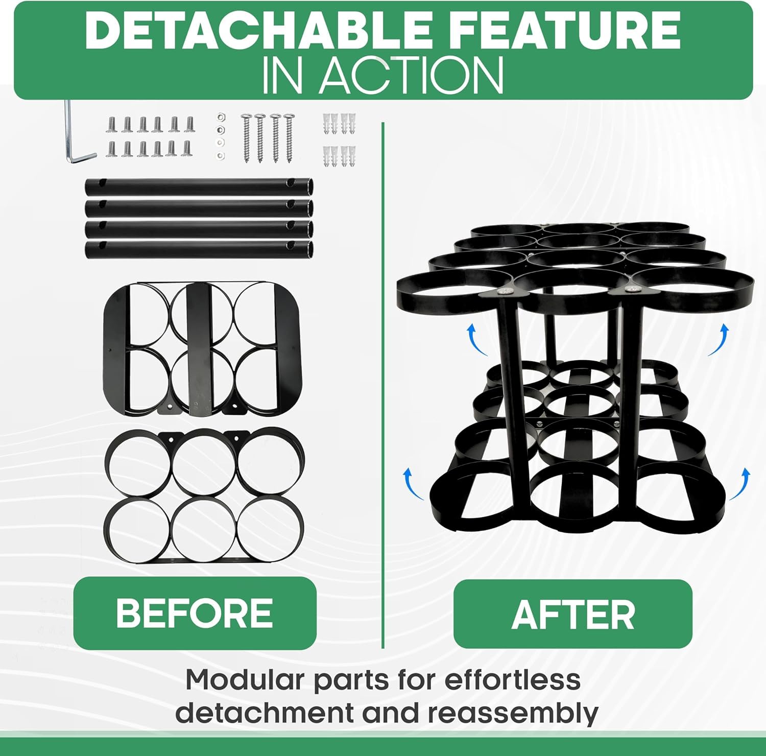 KOKAND Detachable Oxygen Tank Holder (12) for E, D, M9/C Size Cylinders - Heavy Duty Metal Storage Rack - Portable Oxygen Tank C