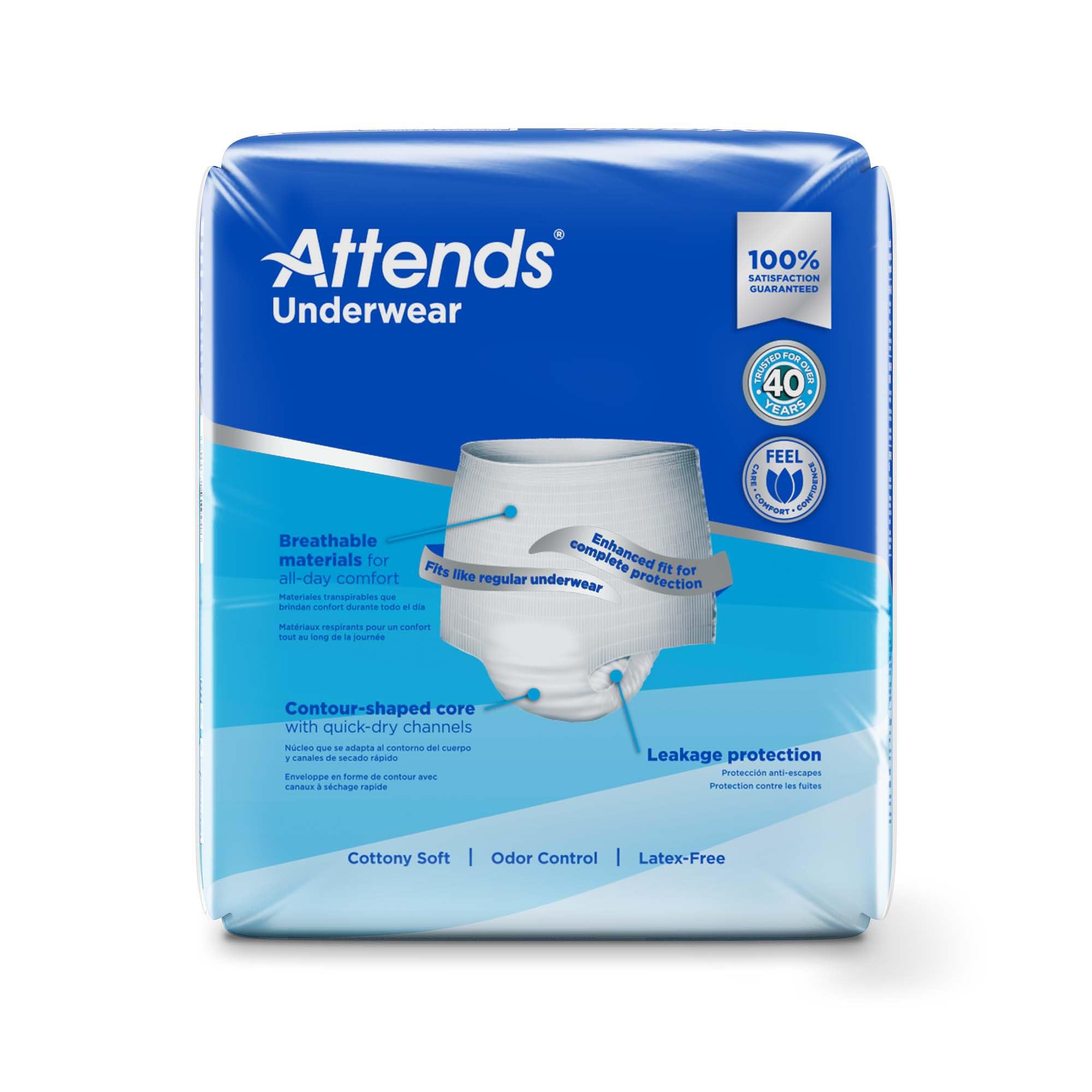 Attends Adult Absorbent Underwear, X-Large [14 Count] - Maximum Absorbency for Men and Women - Disposable Pull-On Diapers with T