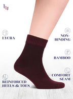 Hugh Ugoli Diabetic Socks for Men, Loose Ankle Socks Bamboo, Extra-Wide, Thin, Seamless Toe and Non-Binding Top, 4 Pairs, Burgun