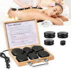 Primachen Hot Stone Massage Kit Warmer and Stones, 10 Pcs Bamboo Box Hot Stone Warmer, Hot Rocks Basalt Massage Stones for Home 