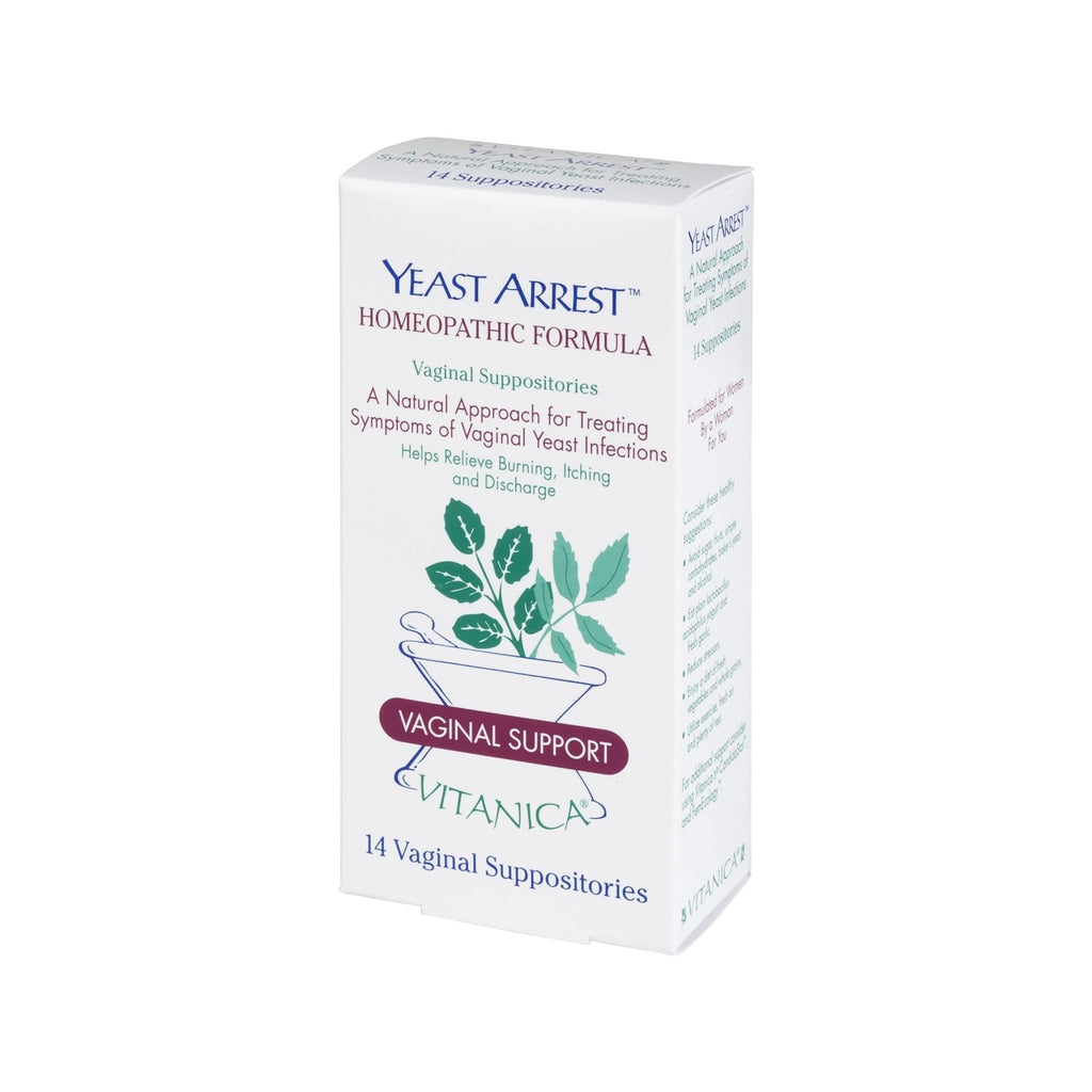 Vitanica Yeast Arrest, Homeopathic Vaginal Suppositories, for Yeast Infection Symptoms, Relieves Burning, Itching & Discharge, w