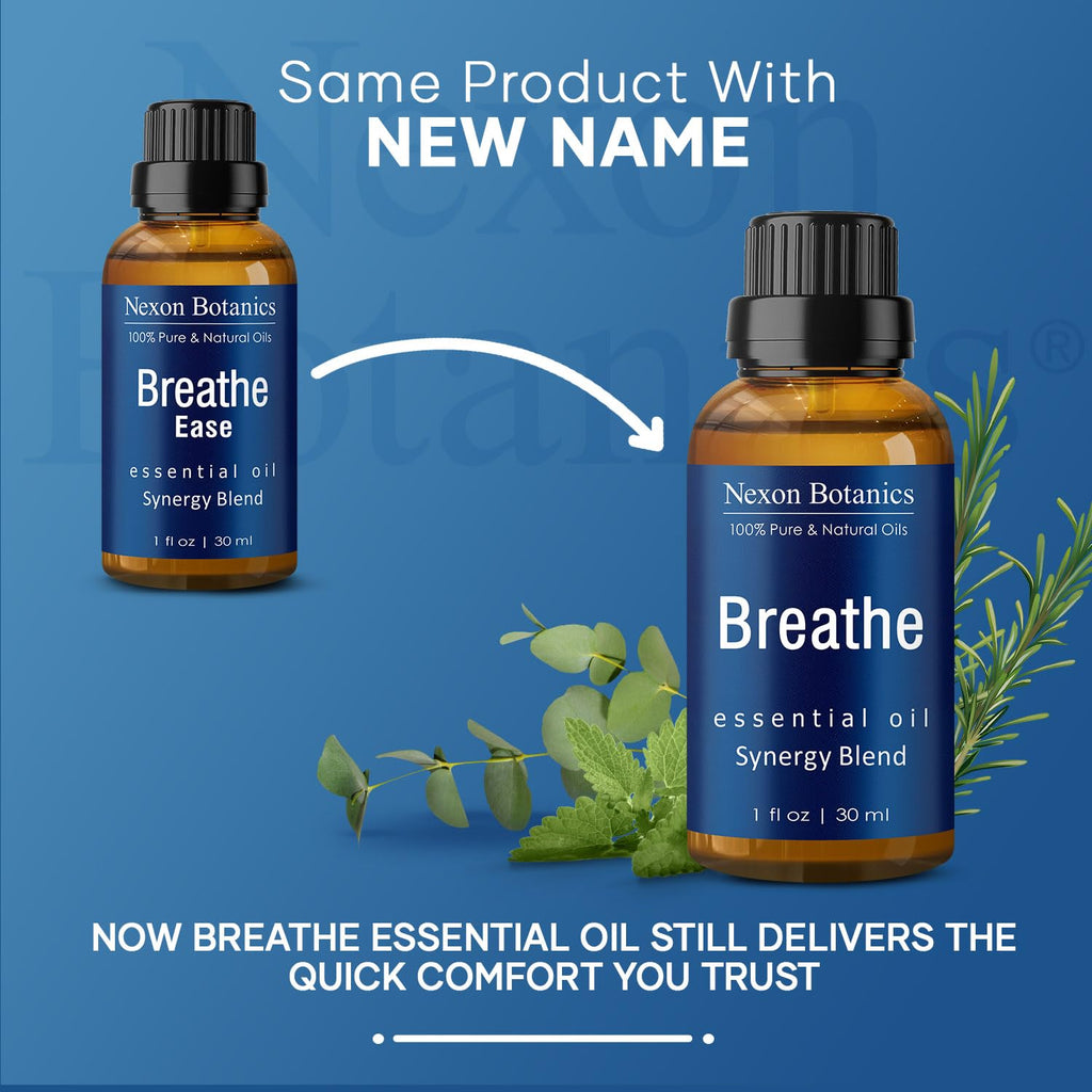 Breathe Essential Oil Blend 30 ml - Breath Sinus Relief with Menthol Oils - for Humidifiers, Diffusers, and Aromatherapy - Nexon