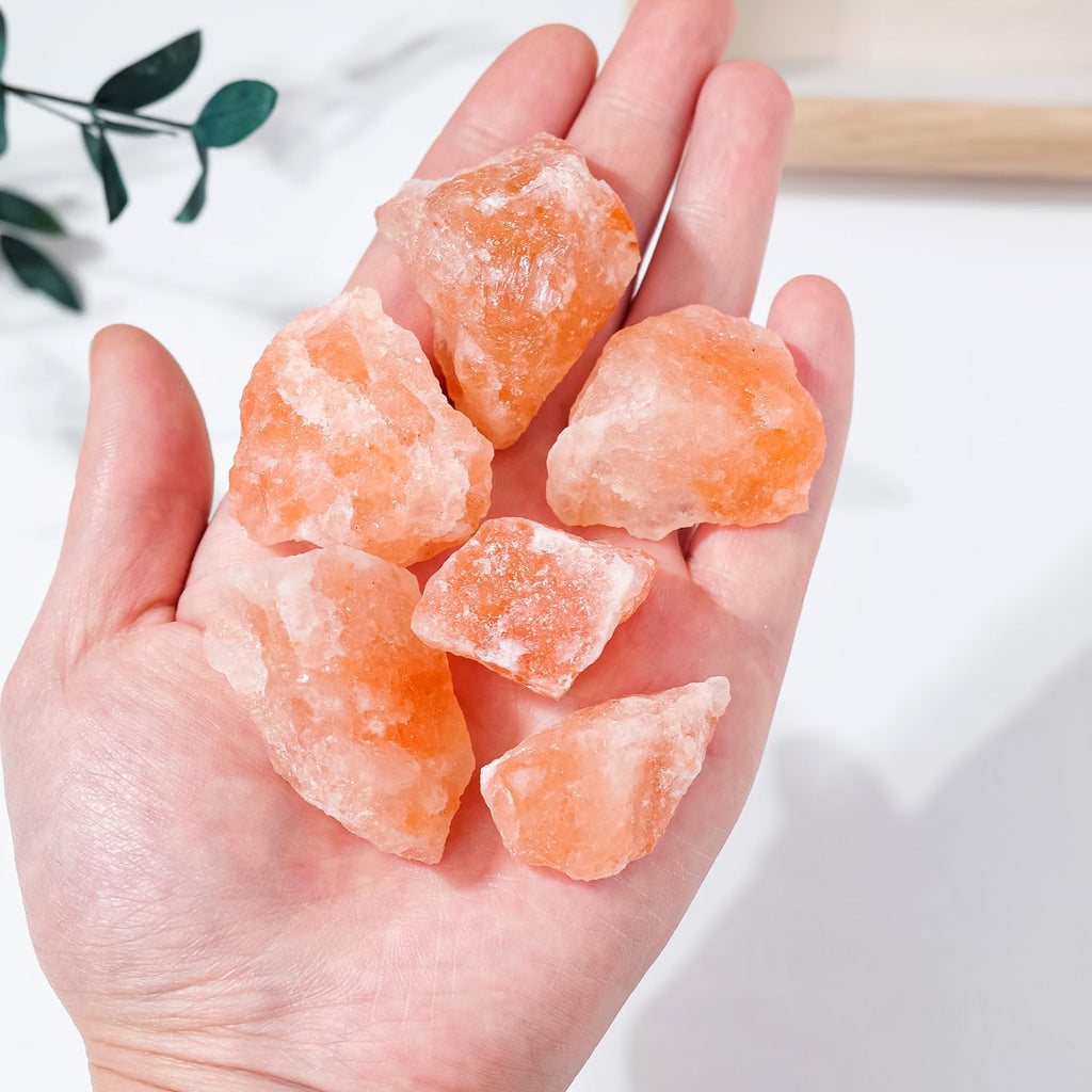 Apengshi Orange Salt Raw Crystals 2PCS Natural Rough Rocks Healing Crystal and Stones DIY Raw Stones Meditation Fountain Garden