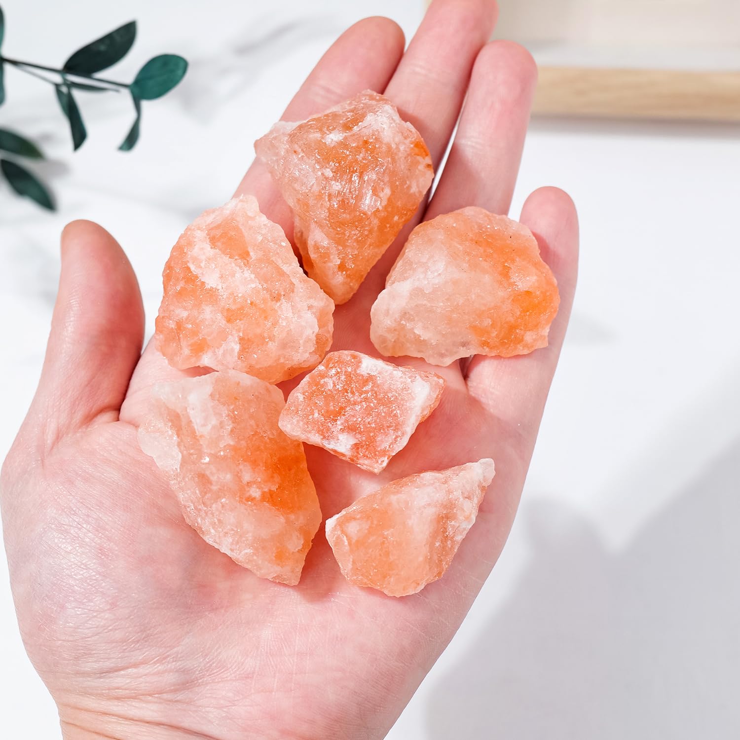 Apengshi Orange Salt Raw Crystals 2PCS Natural Rough Rocks Healing Crystal and Stones DIY Raw Stones Meditation Fountain Garden