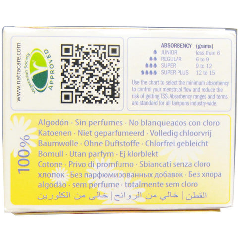Organic 100% Cotton Tampons Regular 10 Count