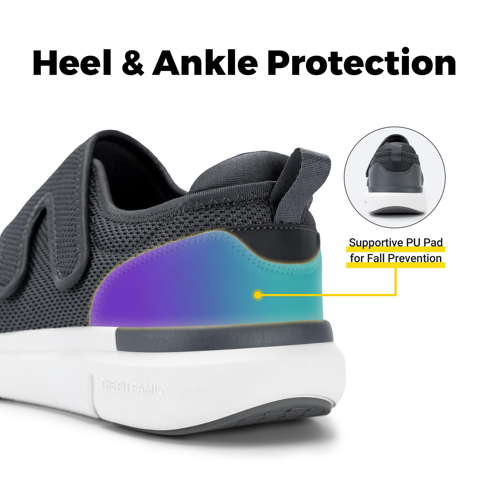 FitVille Diabetic Shoes for Men Extra Wide Width Orthopedic Slip-on Shoes Adjustable Closure Walking Sneakers with Arch Support