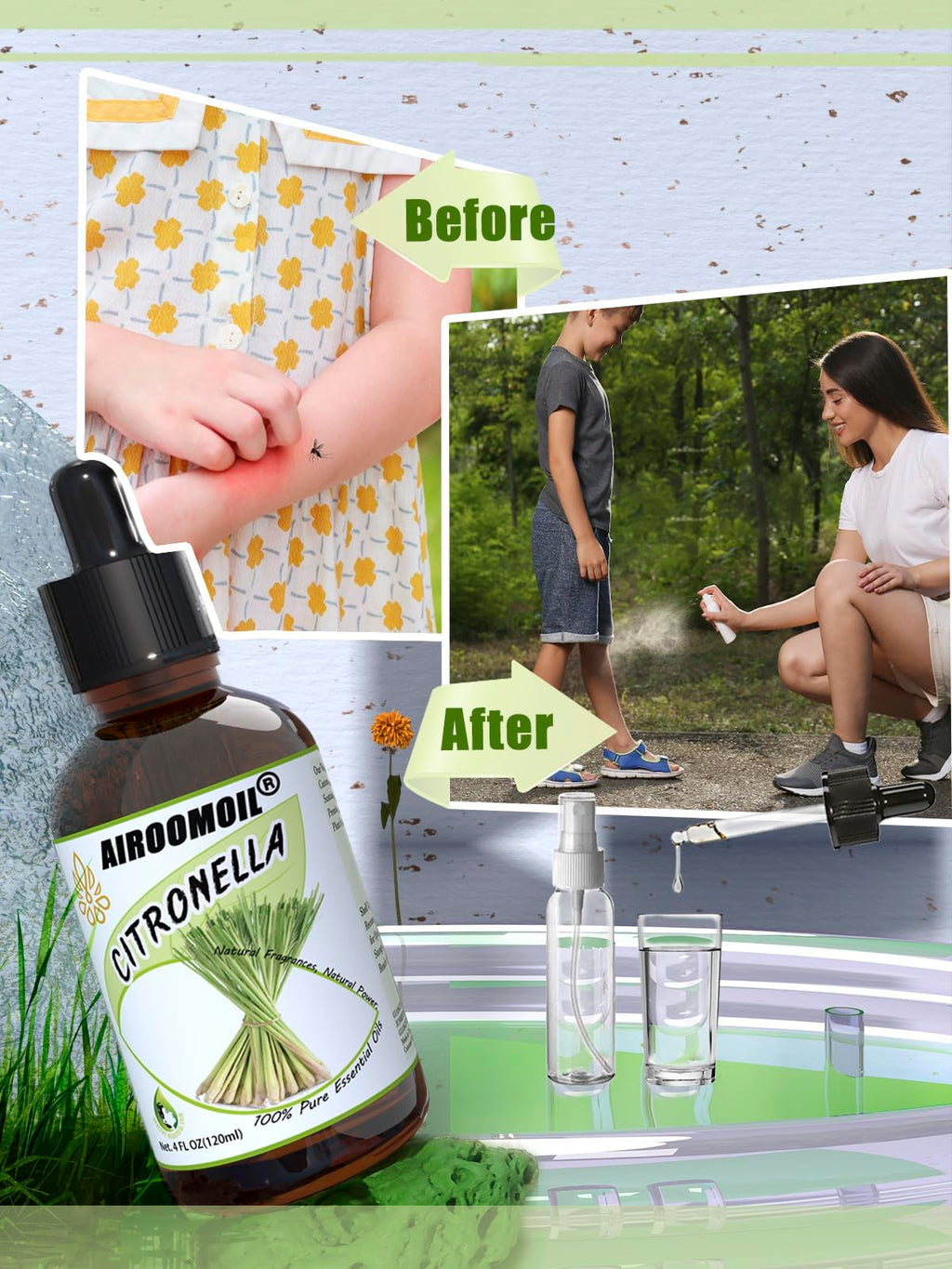 Pure Citronella Essential Oil Natural Aromatherapy Spray for Indoor & Outdoor Use Fragrance Home Use Diffuser Skin Candle Soap M