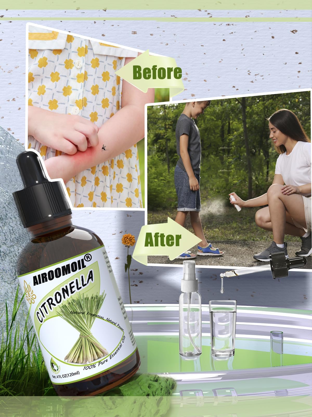 Pure Citronella Essential Oil Natural Aromatherapy Spray for Indoor & Outdoor Use Fragrance Home Use Diffuser Skin Candle Soap M