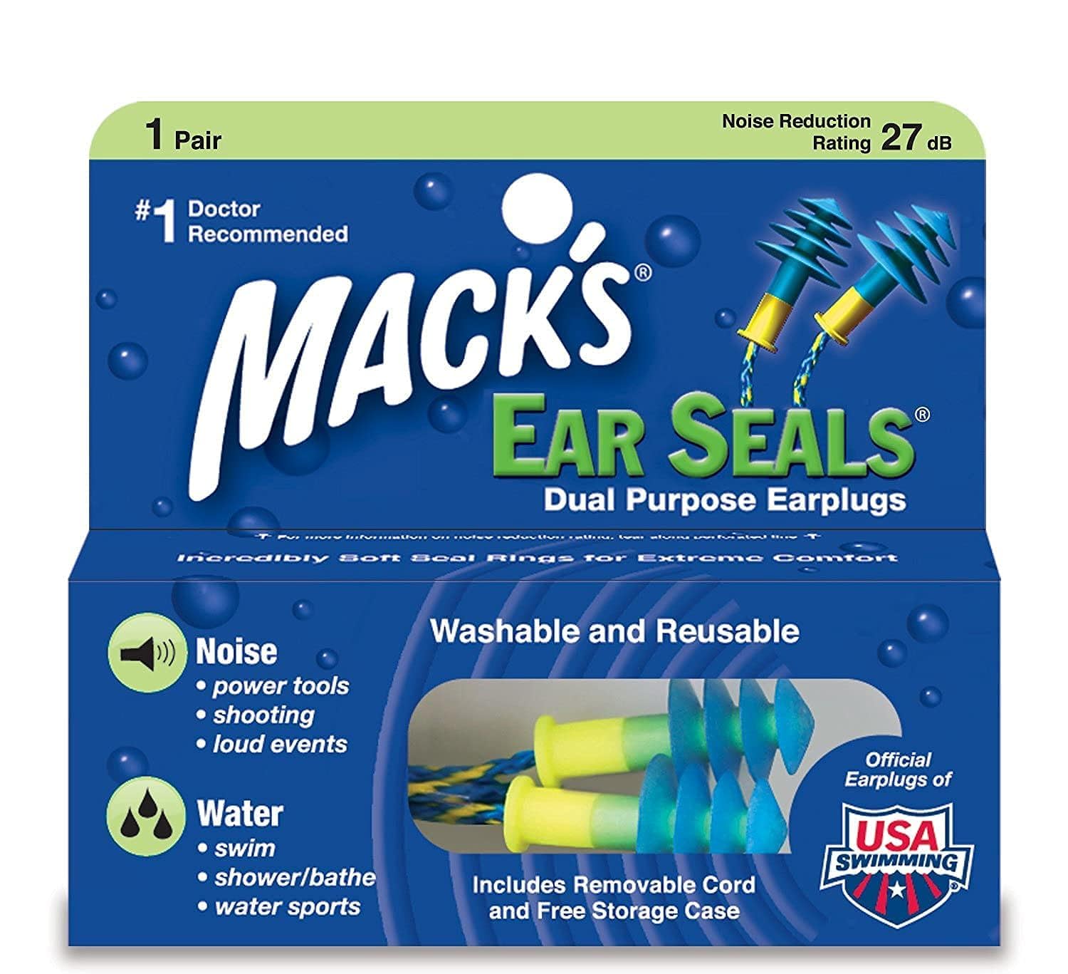 Macks Ear Seals Dual Purpose Earplugs (Pack of 1 Pair)