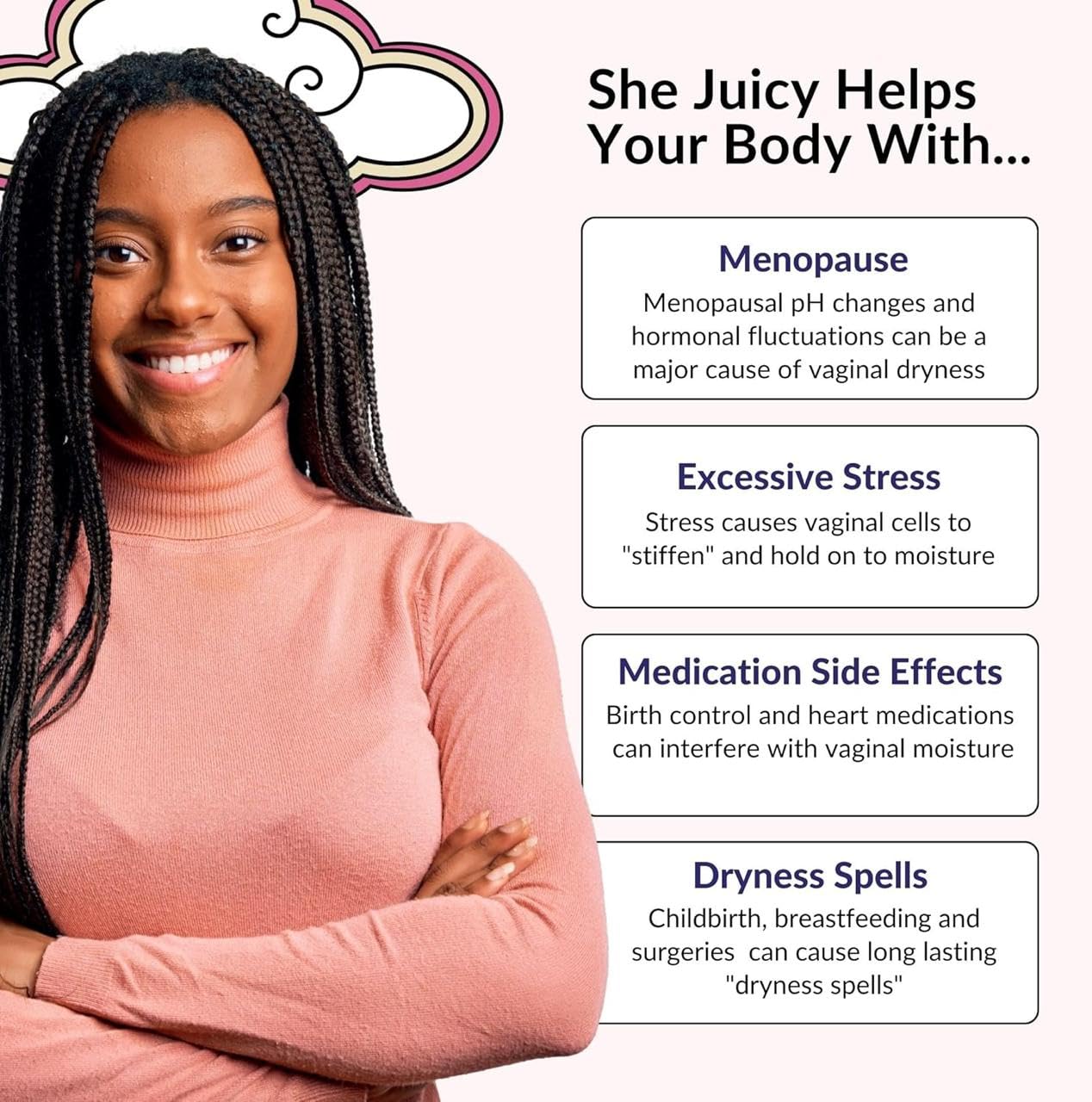 Flower Power She Juicy Gummies - Vaginal Moisturizer for Dryness, Feminine Care, Sugar Free Slippery Elm Bark Mix Berries, Blueb