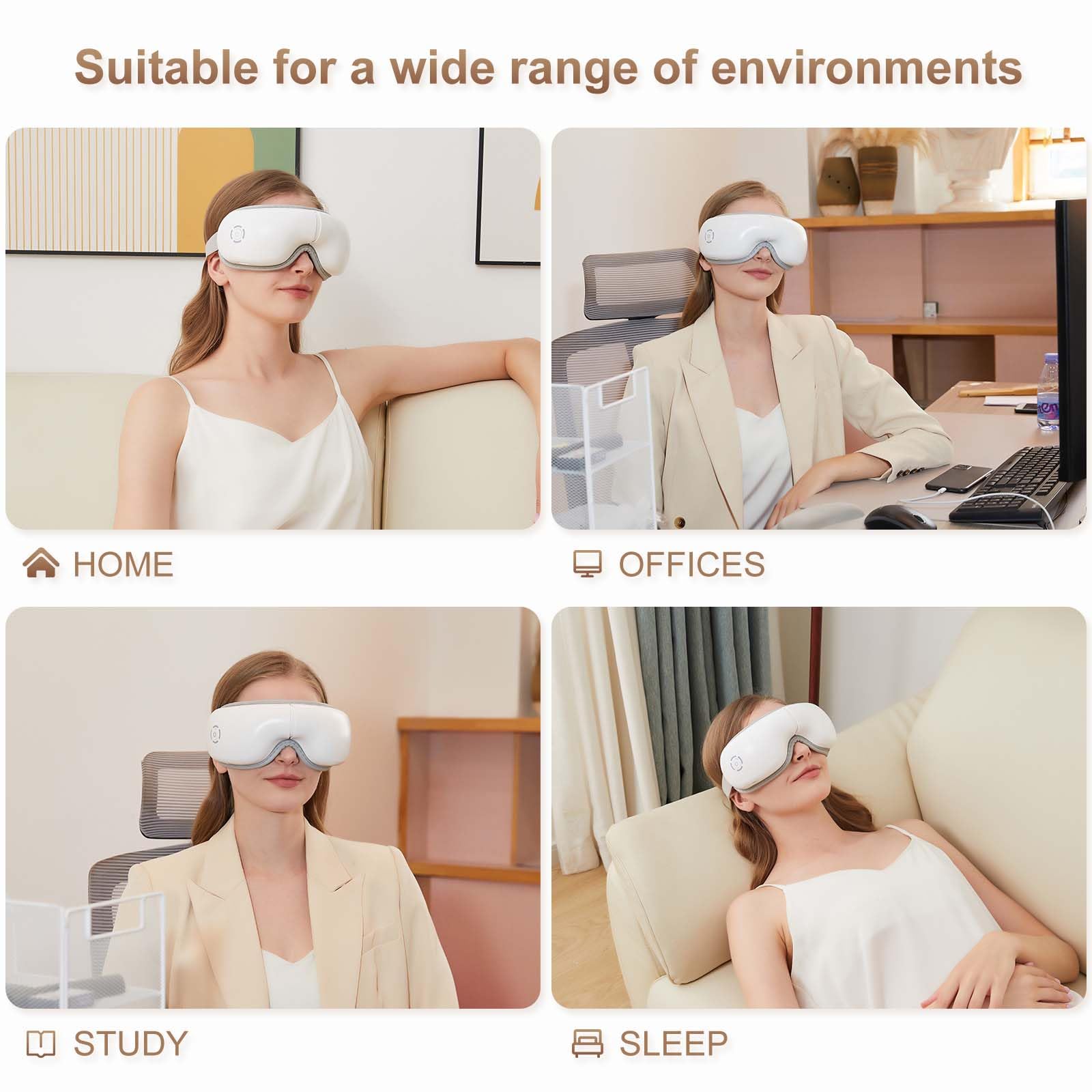 LAOBEN Eye Massager with Heat, Heated Eye Mask with Bluetooth Music, Massages Eye Muscles, Eye Care Gift with 5 Massage Modes an