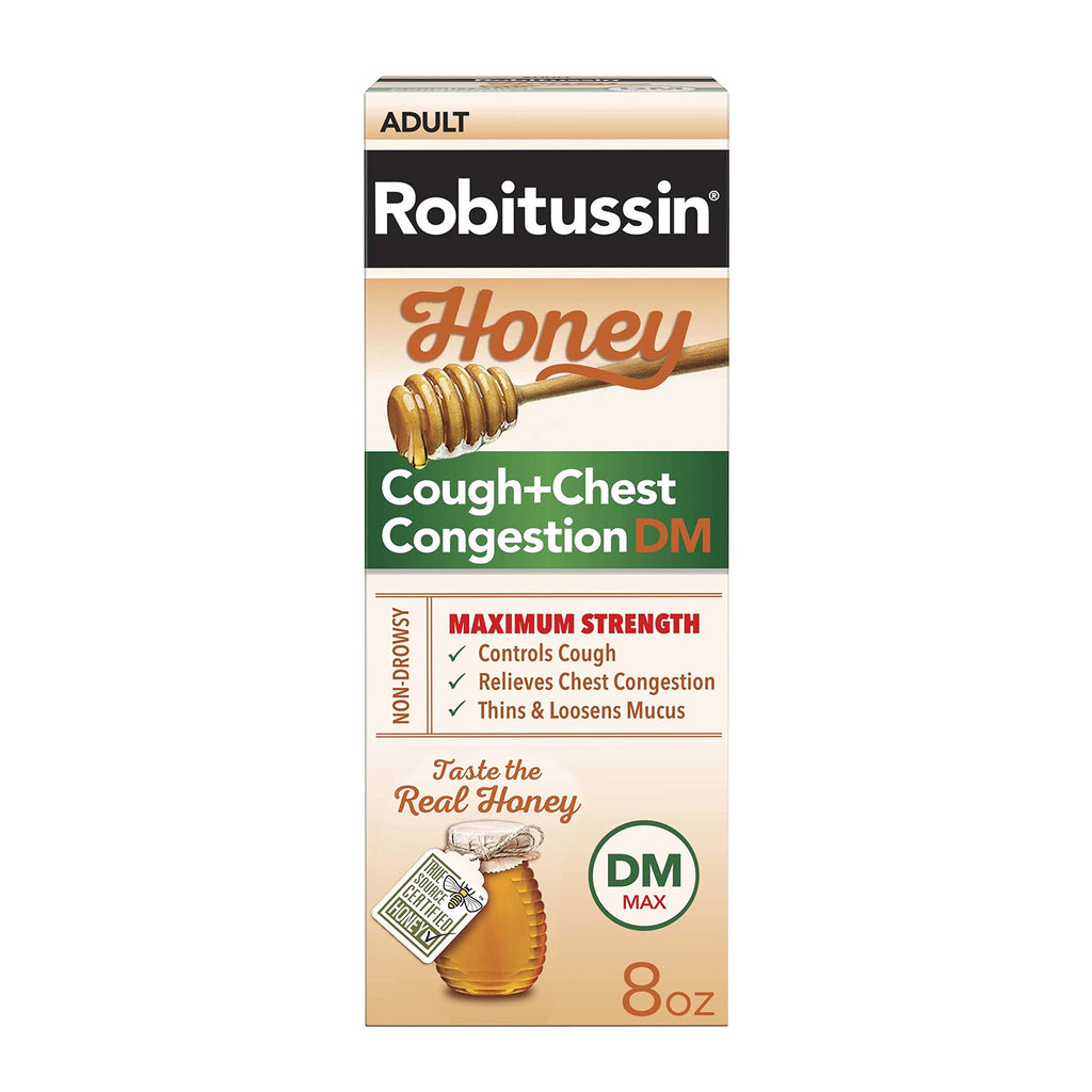 Robitussin Honey DM Max Cough Plus Chest Congestion, Adult Formula - 8 Fl Oz.
