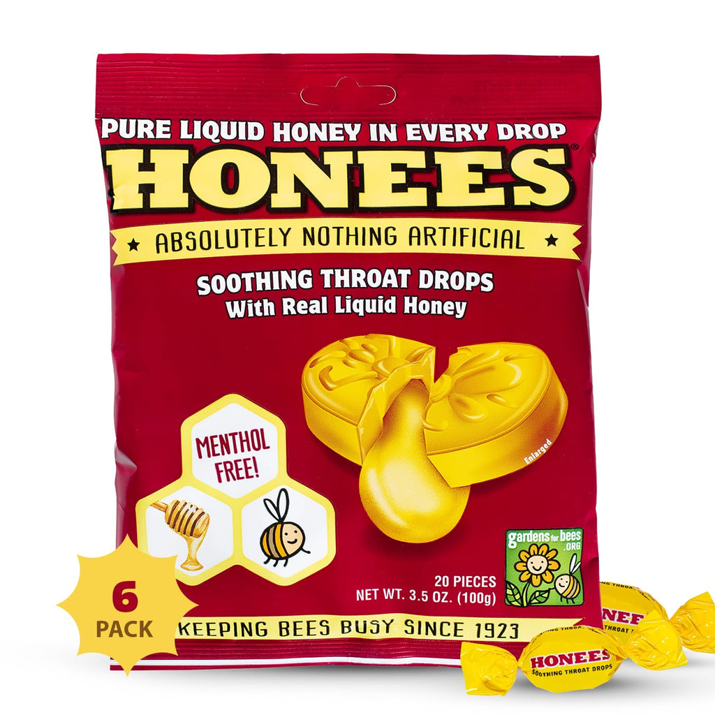 Honees Honey Filled Drops, Cough Drops with Real Honey-Natural Sore Th ...
